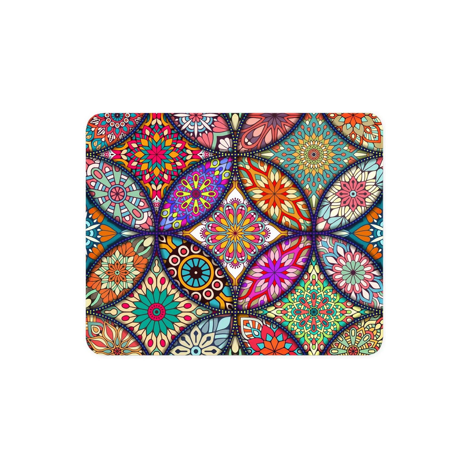 Mouse Pad, Floral Mandala Mouse Mat, Small Custom Mouse pad for Gaming, Office, Women and Men, Non-Slip Rubber Base, Stitched Edge, Waterproof, Rectangle 10.2 x 8.3 Inch, Fl