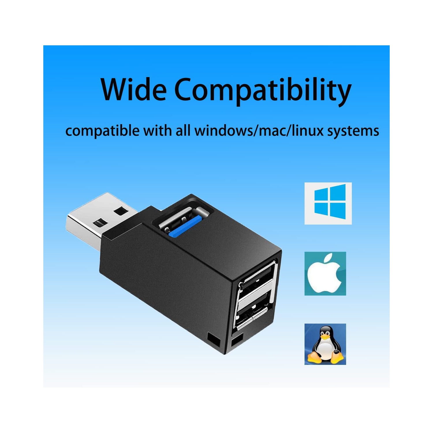 USB 3.0 Extender, 3 Ports USB 3.0 Hub Adapter,USB 3.0 HUB Splitter Compatible for Hard Driver, USB Flash Driver, Laptop,Keyboard,Mouse,Table,Printer,