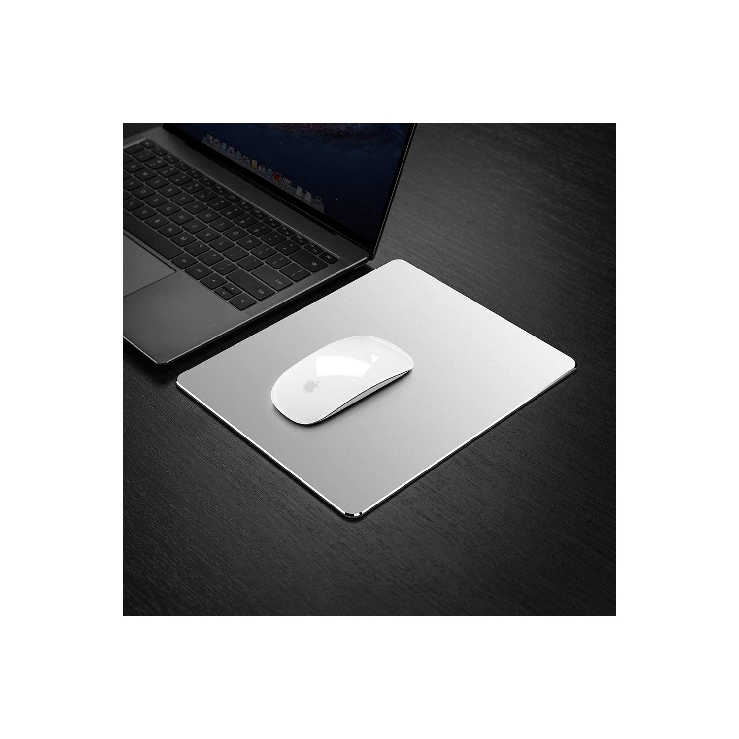 Tapis de souris en aluminium argenté rigide, tapis de souris lisse, ultra mince, double face, étanche, rapide et précis pour le jeu et le bureau