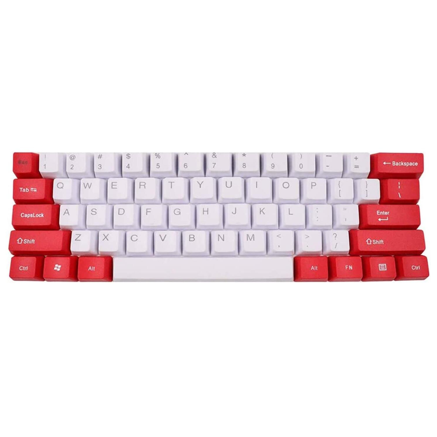 61keys ANSI Layout OEM Profile keycaps PBT Key Cap for MX Switches Gaming Mechanical Keyboard White+Red Color
