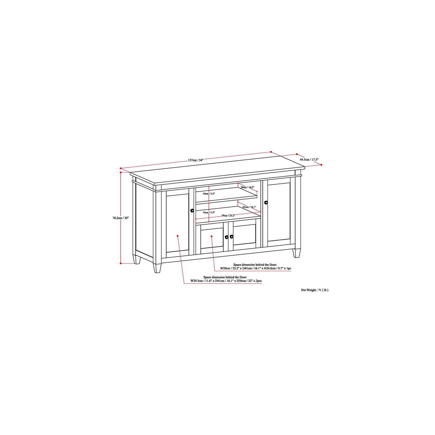 Atlin Designs 54" TV Stand in Tobacco Brown