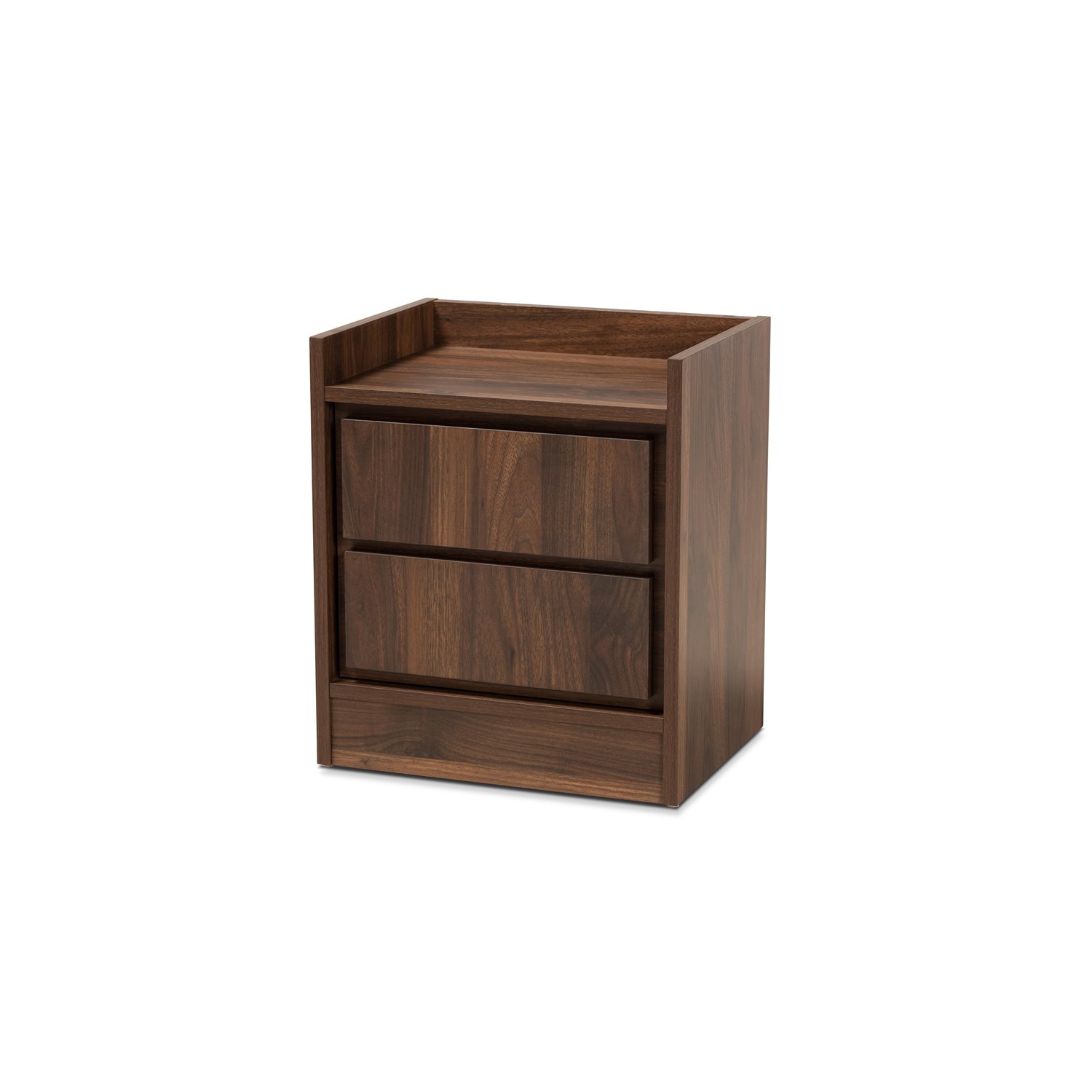 Bowery Hill Contemporary Walnut Brown Finished Wood 2-Drawer Nightstand