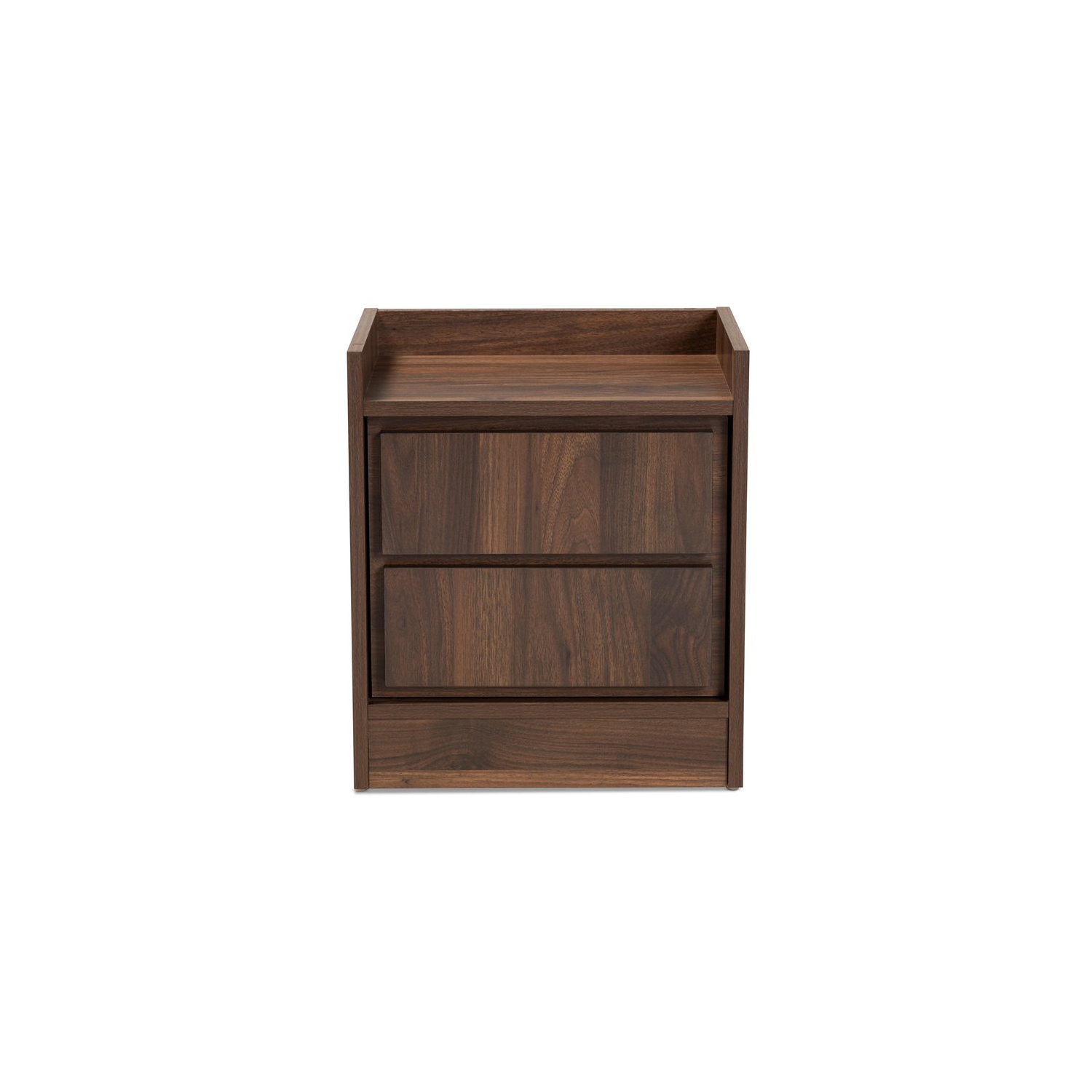 Bowery Hill Contemporary Walnut Brown Finished Wood 2-Drawer Nightstand