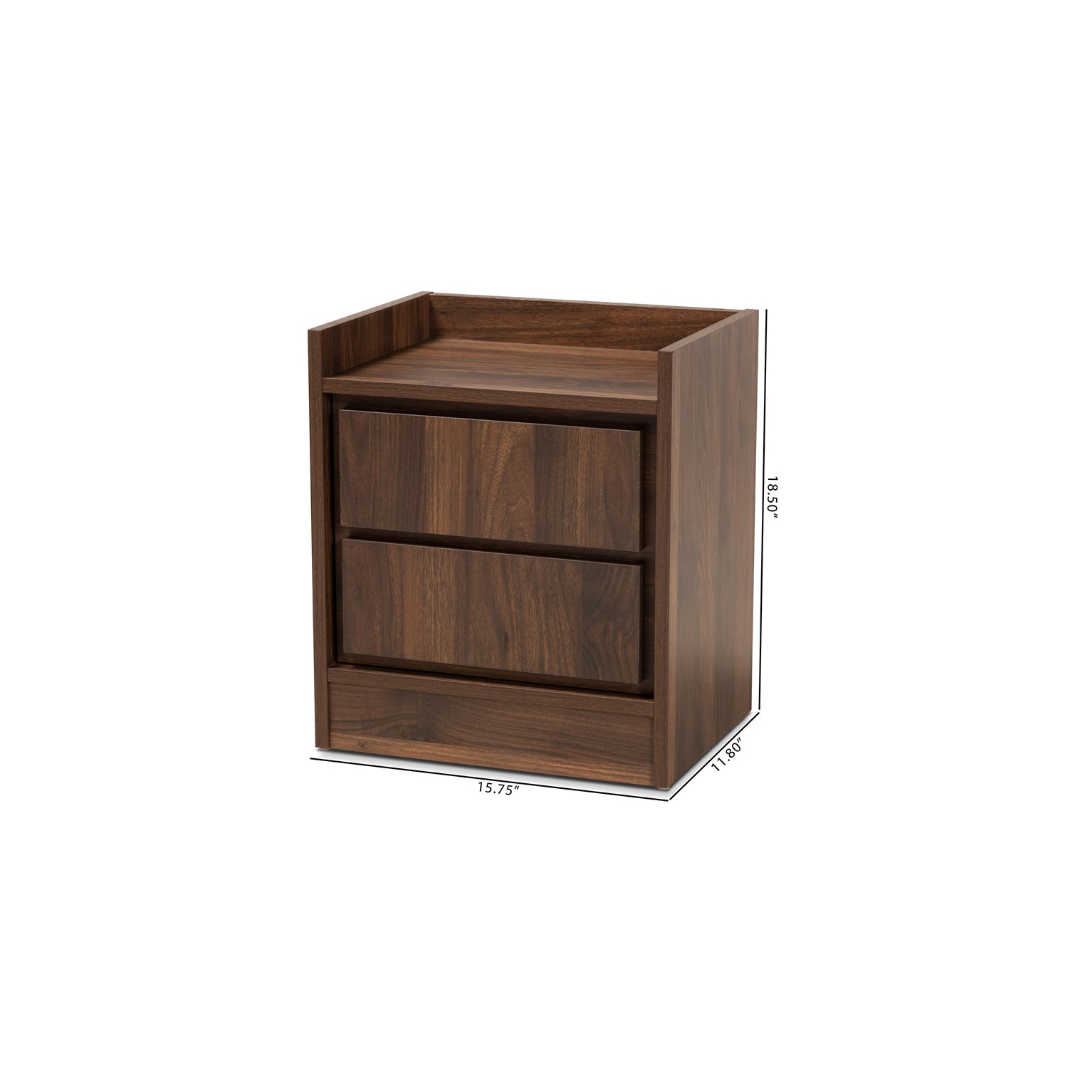 Bowery Hill Contemporary Walnut Brown Finished Wood 2-Drawer Nightstand