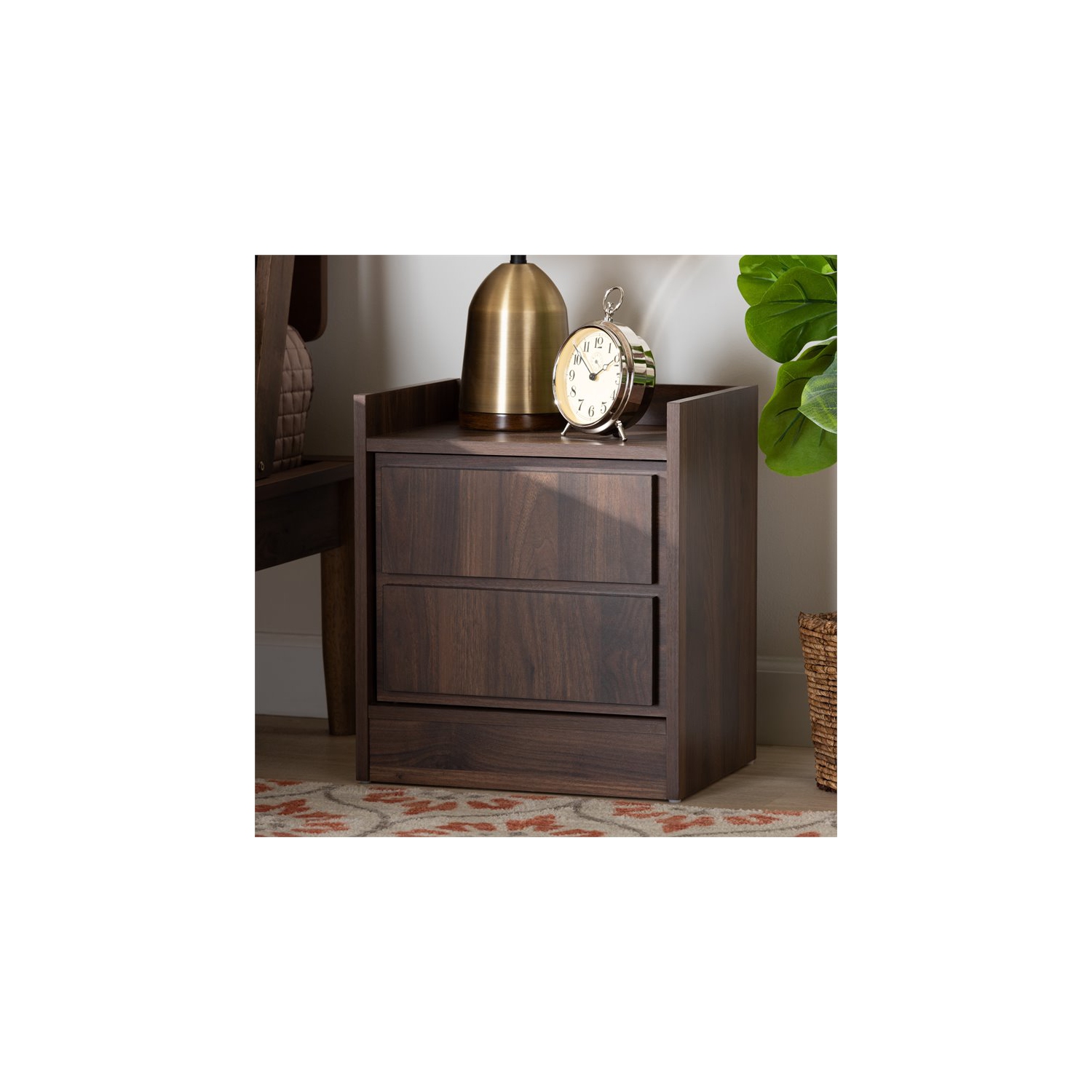 Baxton Studio Hale Walnut Brown Finished Wood 2-Drawer Nightstand