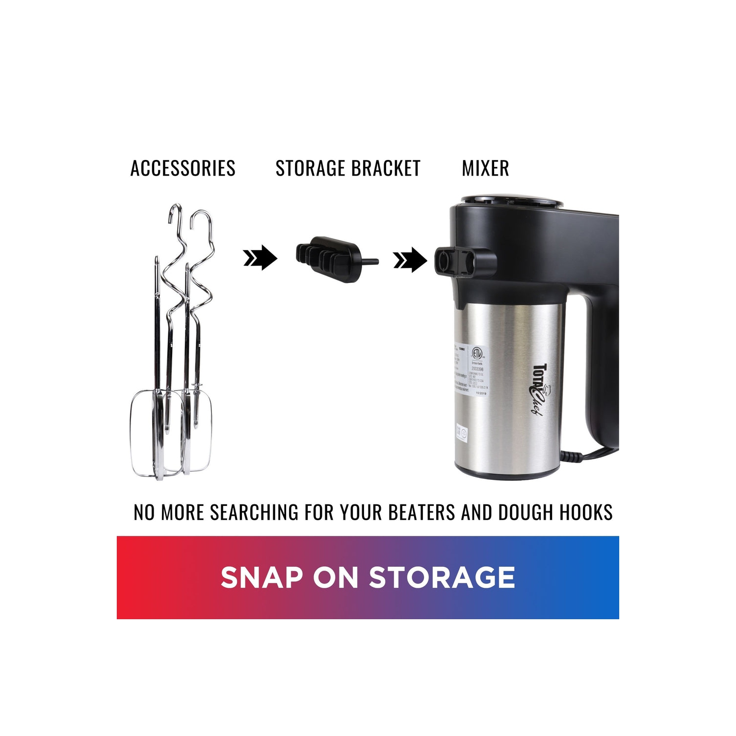 Batteur à main Total chef à 6 vitesses, noir et argenté