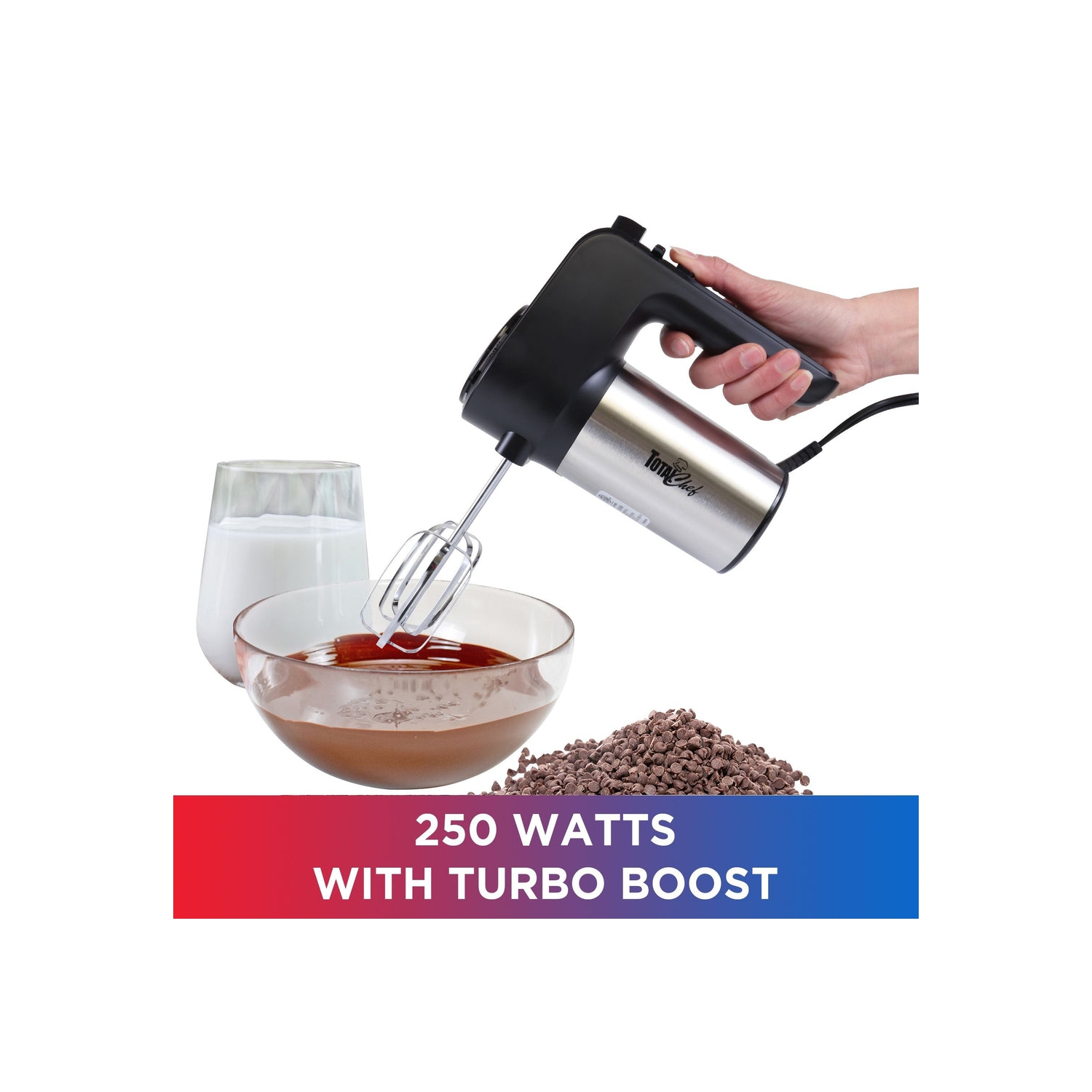 Batteur à main Total chef à 6 vitesses, noir et argenté