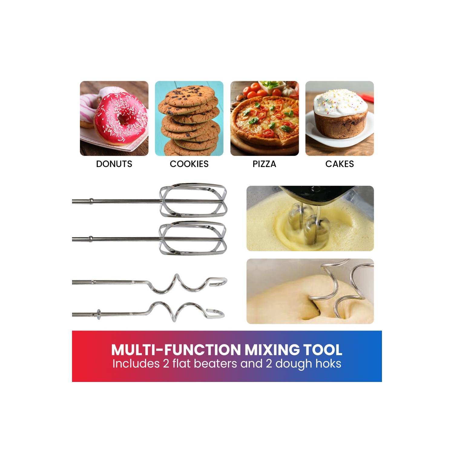 Batteur à main Total chef à 6 vitesses, noir et argenté