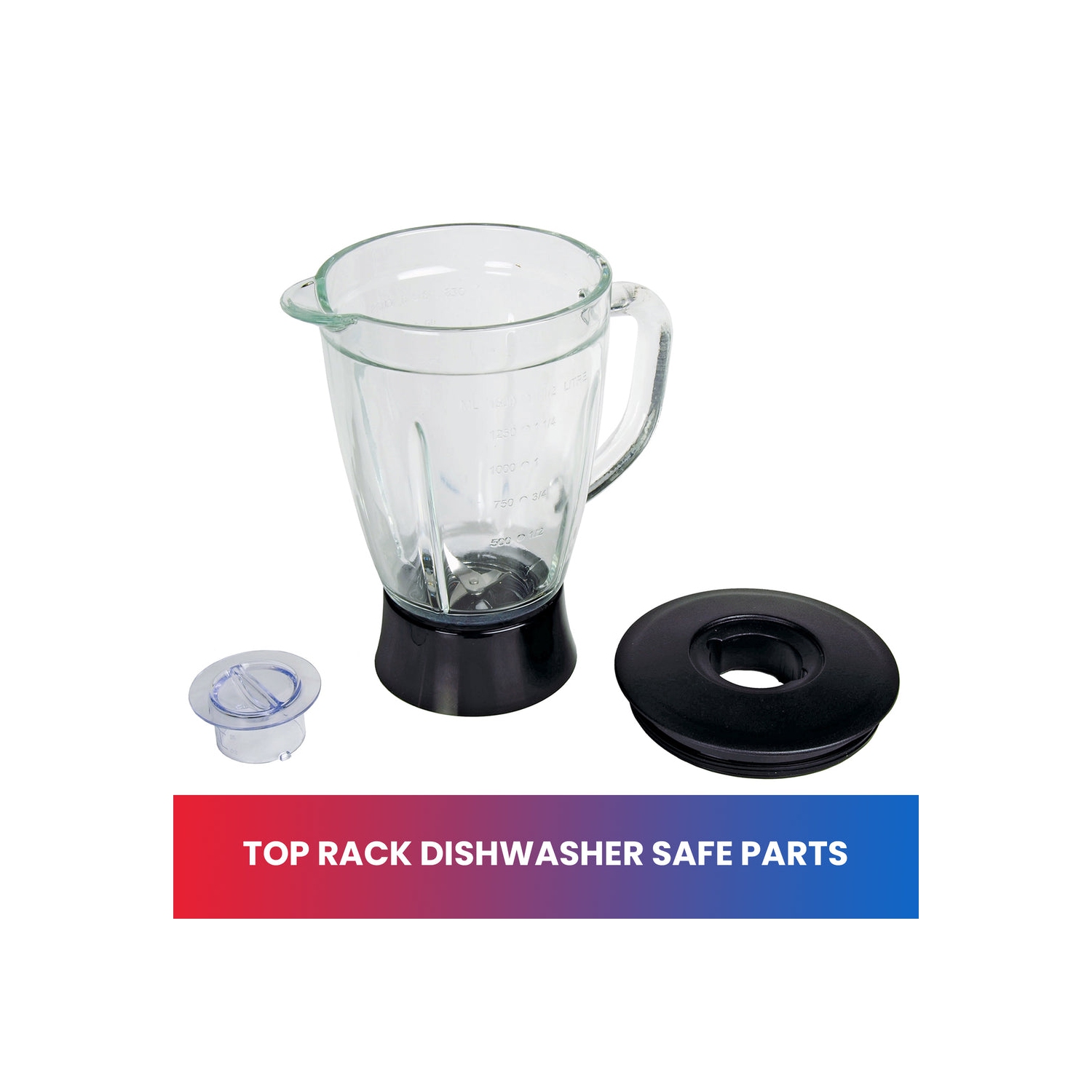 Total Chef 6-Speed Countertop Blender, 6 Cup Glass Jar, 2 Pulse Options, 500 W, Stainless Steel Blades, Auto-Clean Function, Puree, Crush, Blend For