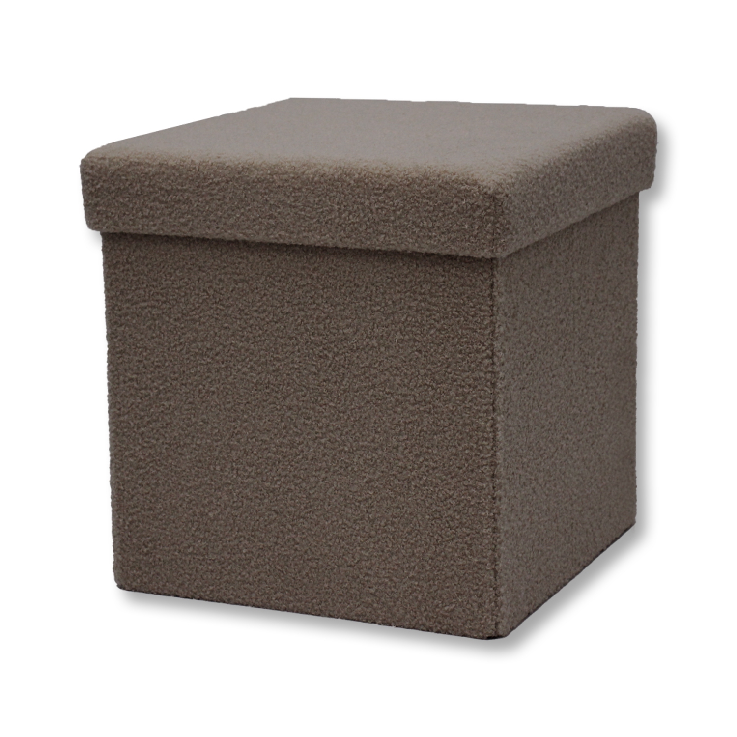 ITY International - Plush Fabric Foldable Ottoman/Footrest with Storage, 15" x 15" x 15", Camel