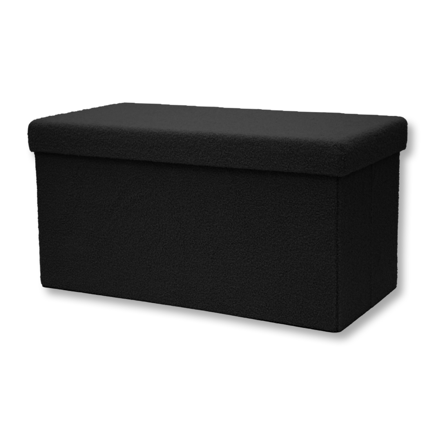 ITY International - Large Plush Fabric Foldable Ottoman/Footrest with Storage, 30" x 15" x 15", Black