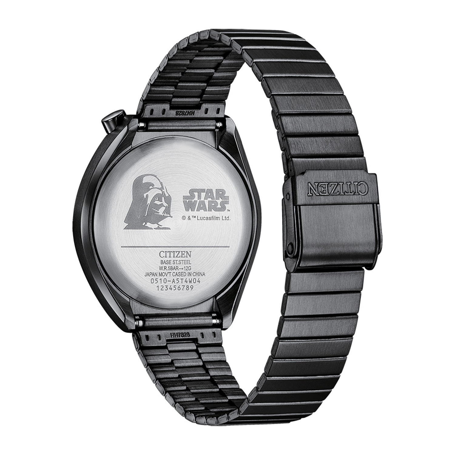 Montre homme, quartz japonais Darth Vader, 38&nbsp;mm, boîtier inox noir et bracelet avec cadran noir de la guerre des étoiles