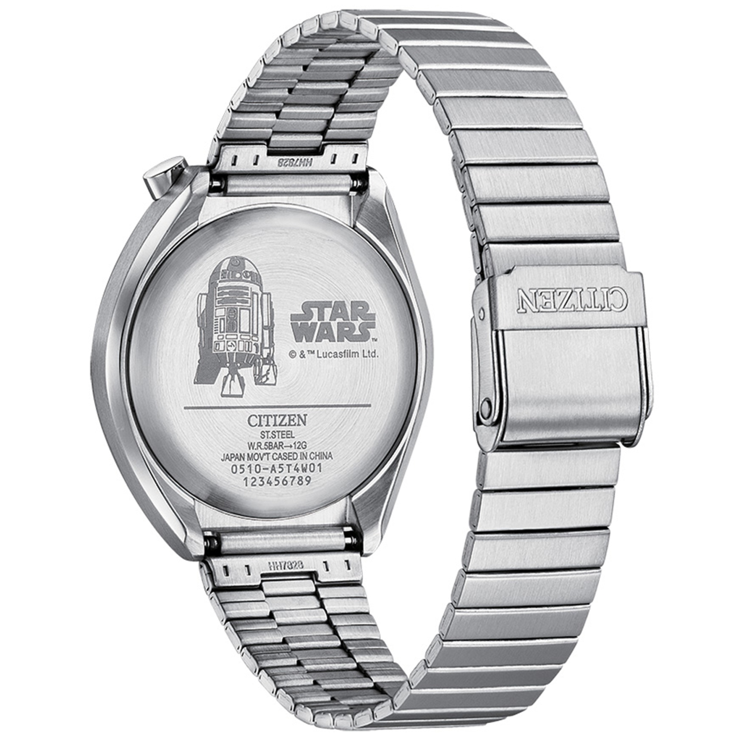 Star Wars Mens R2-D2 Japanese Quartz Watch 38mm Silver-Tone Stainless Steel Case and Bracelet with Silver-Tone Dial