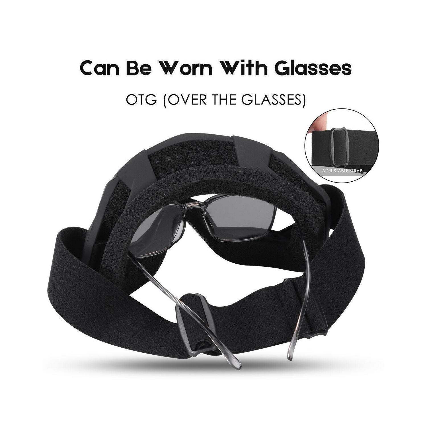 Anti Fog & OTG Snowboard Snowmobile Goggles -Crystal and Wide View & Anti-Fog CA