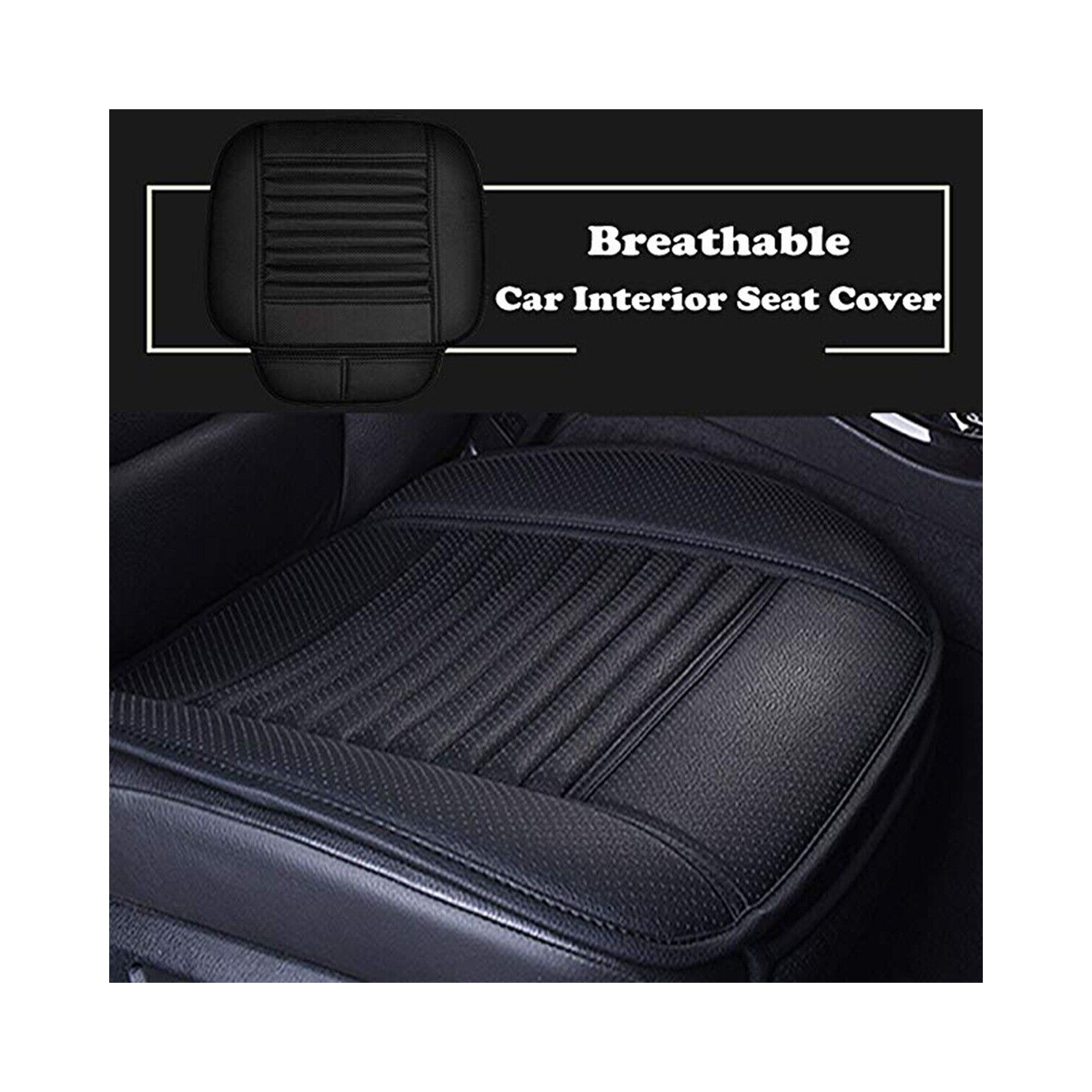 Housse de siège avant rembourrée et perméable à l'air en cuir de luxe noir pour toutes les voitures