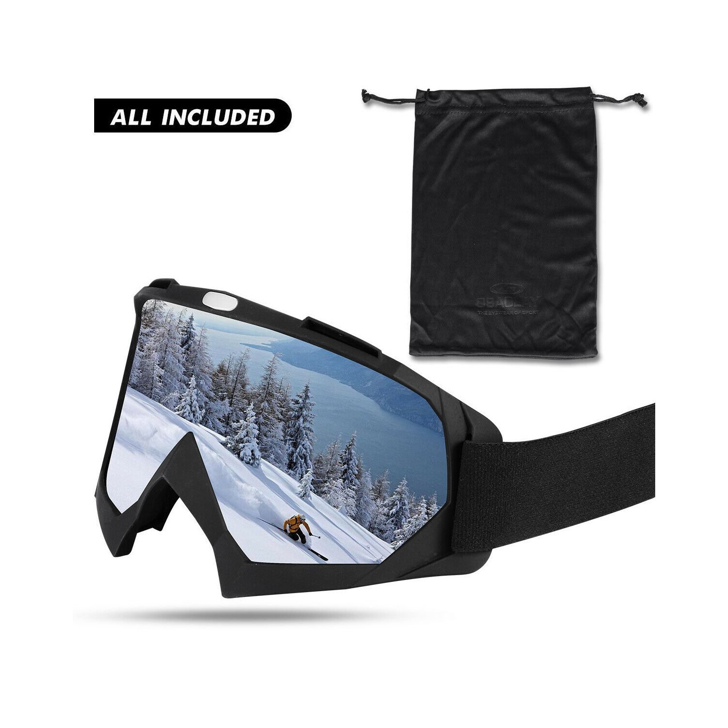 Professional OTG Ski / Snowboard Goggles [Anti-Fog,Anti-Glare,UV400 Protection]