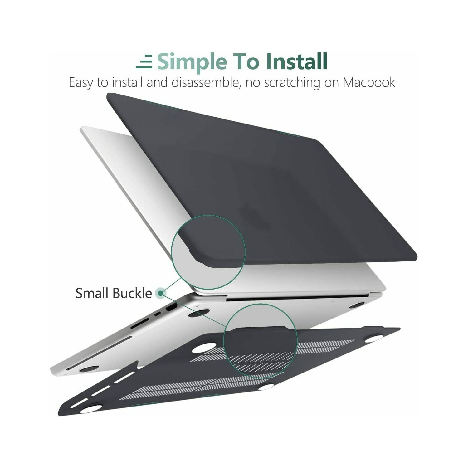 For MacBook Pro 14" 2021 [Matte Black] Hard Case&Keyboard Cover&Screen Protector