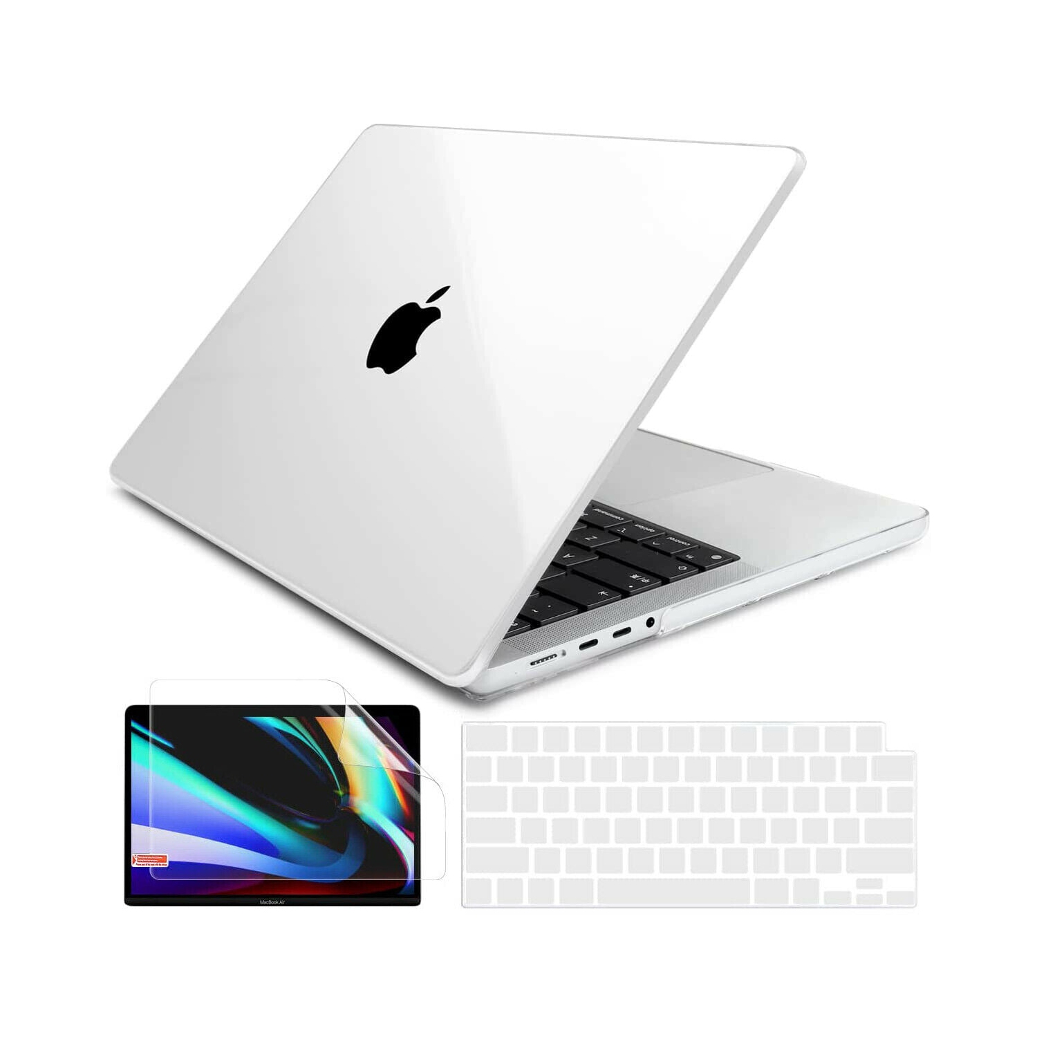For MacBook Pro 14" A2442 M1 2021 Clear Case + Keyboard Cover + Screen Protector