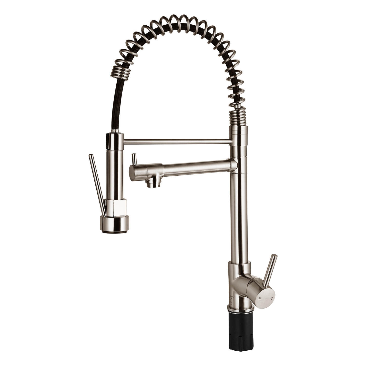 Robinets de salle de bain à poignée unique à conception à ressort à rotation à 360 degrés, robinets d'évier de cuisine avec pulvérisateur à tirette