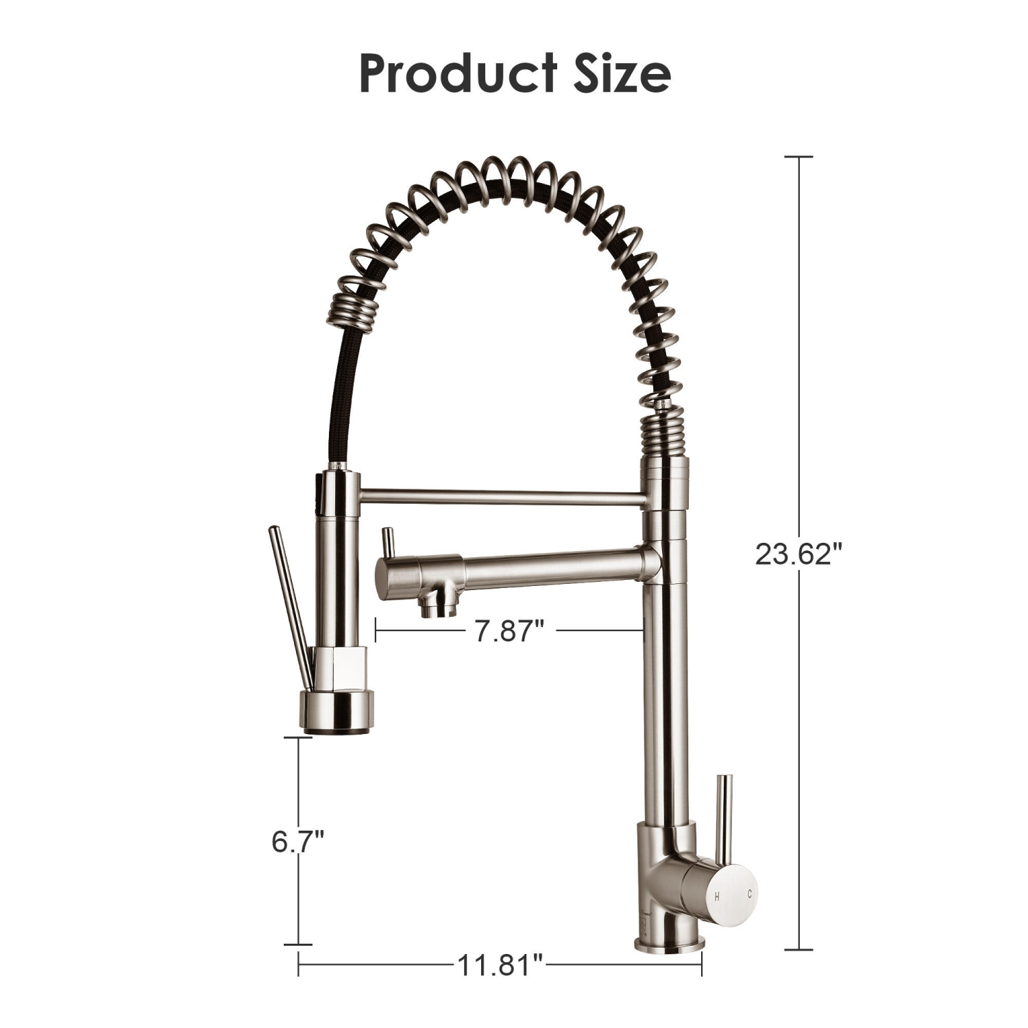 Robinets de salle de bain à poignée unique à conception à ressort à rotation à 360 degrés, robinets d'évier de cuisine avec pulvérisateur à tirette