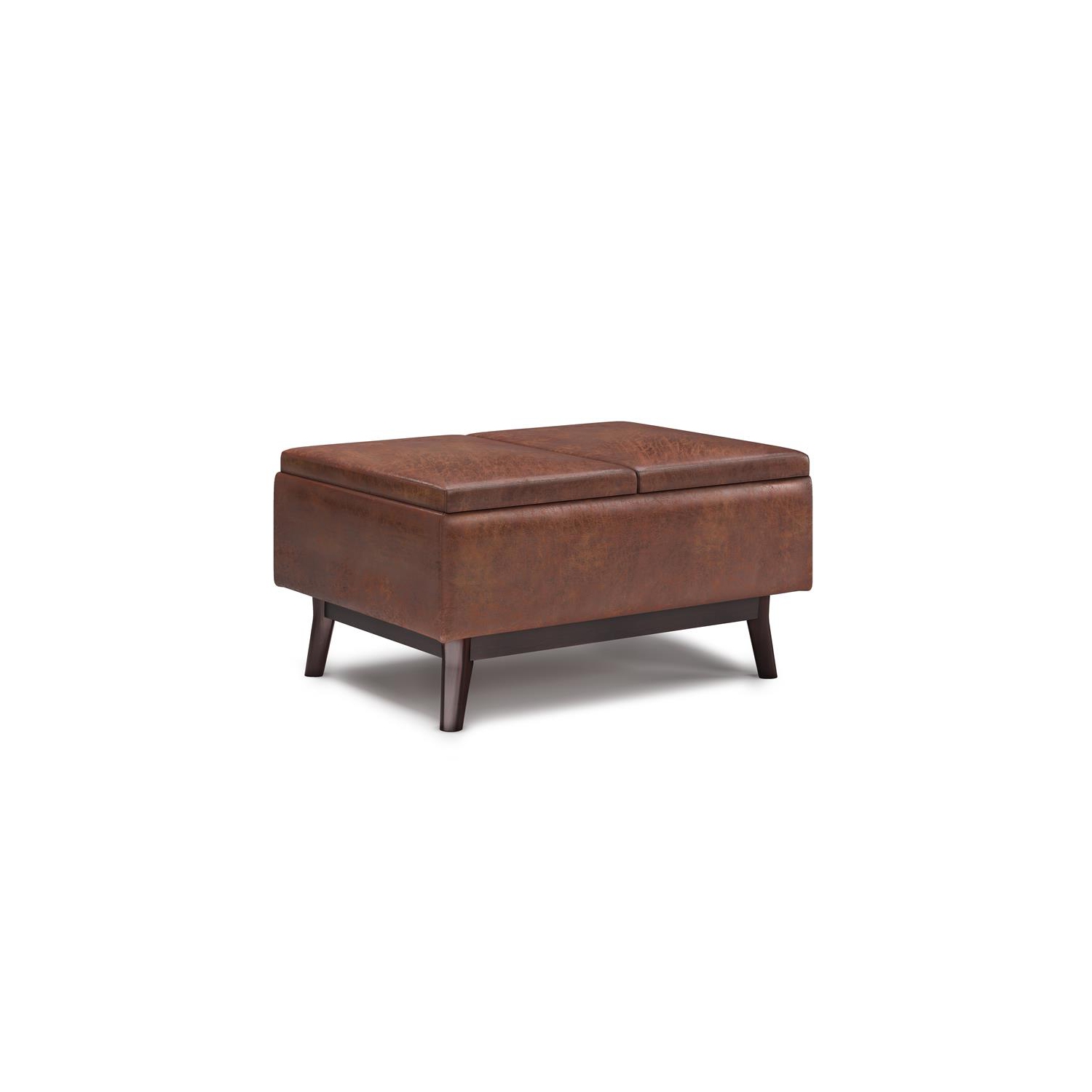 Owen 34 po W Table avec pouf de rangement en similicuir brun alezan vieilli