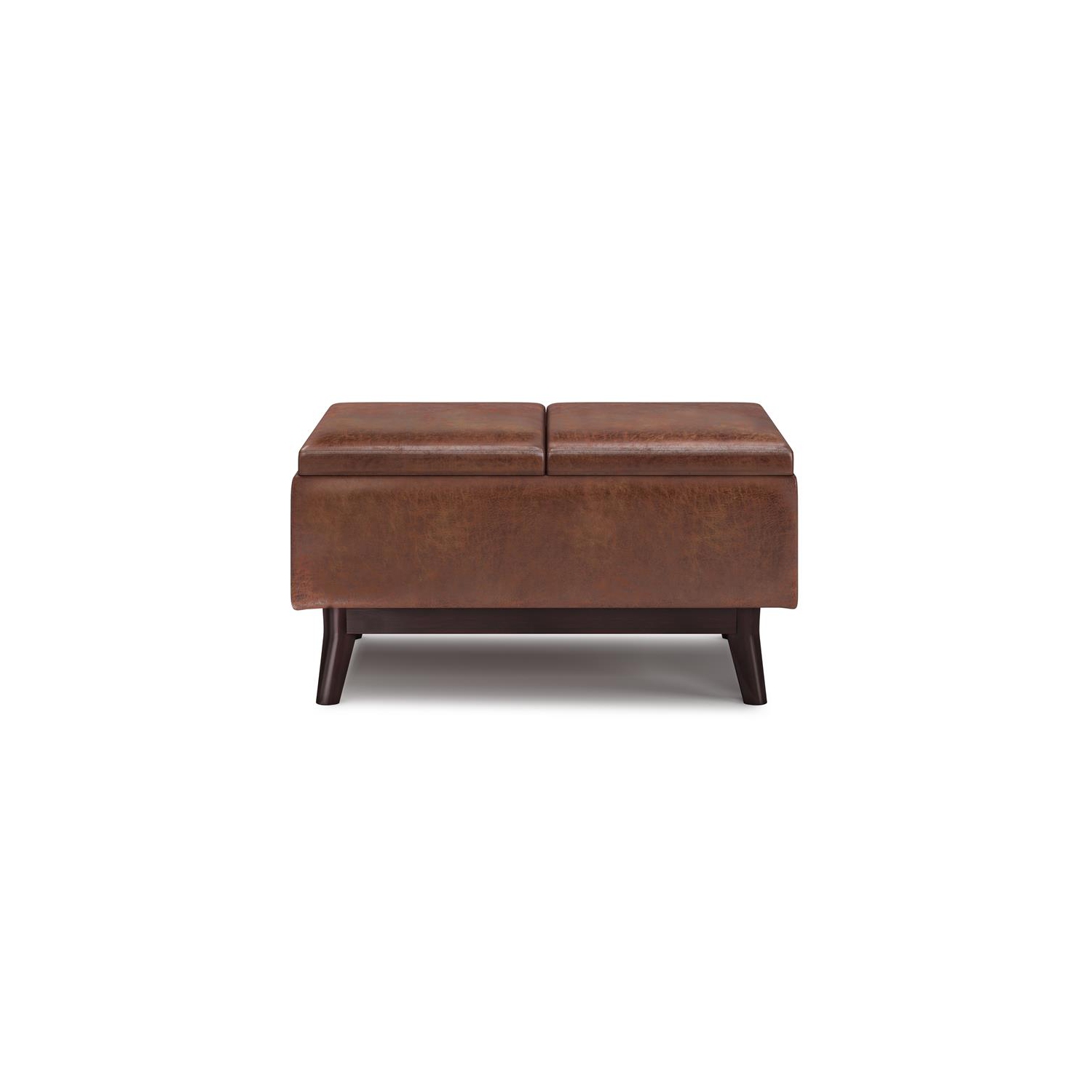 Owen 34 po W Table avec pouf de rangement en similicuir brun alezan vieilli