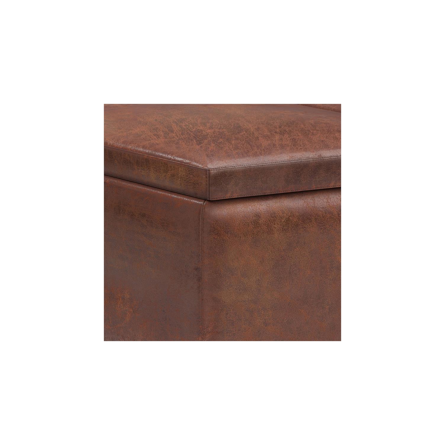 Owen 34 po W Table avec pouf de rangement en similicuir brun alezan vieilli