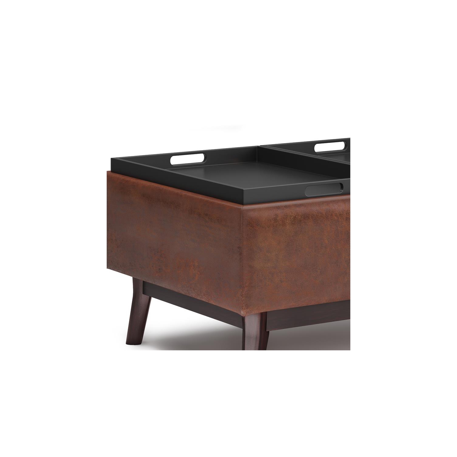 Owen 34 po W Table avec pouf de rangement en similicuir brun alezan vieilli