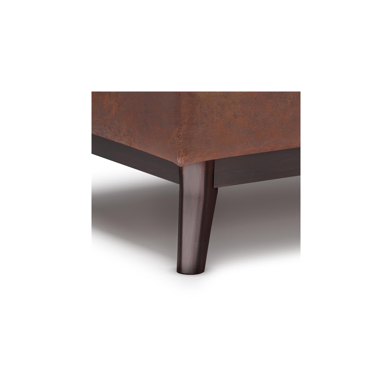 Owen 34 po W Table avec pouf de rangement en similicuir brun alezan vieilli
