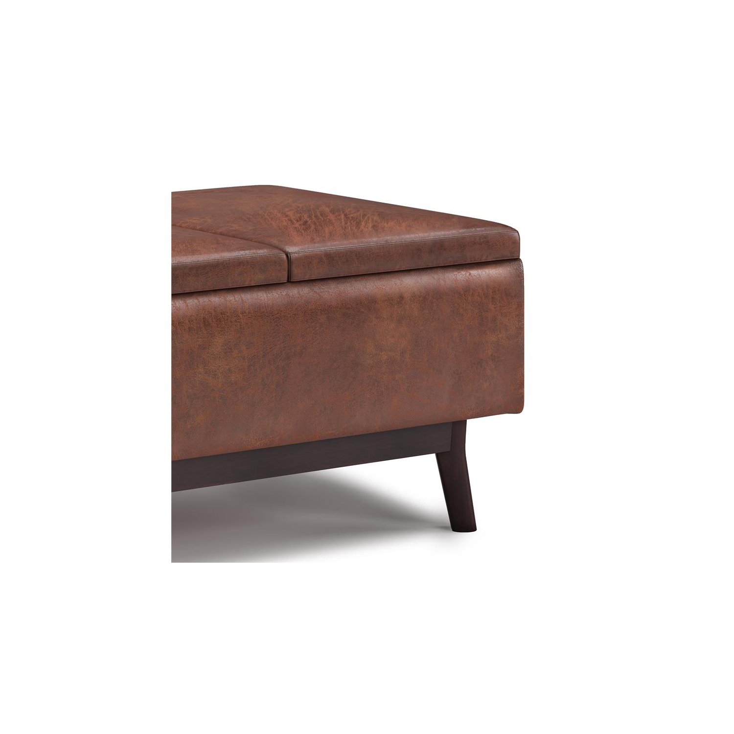 Owen 34 po W Table avec pouf de rangement en similicuir brun alezan vieilli