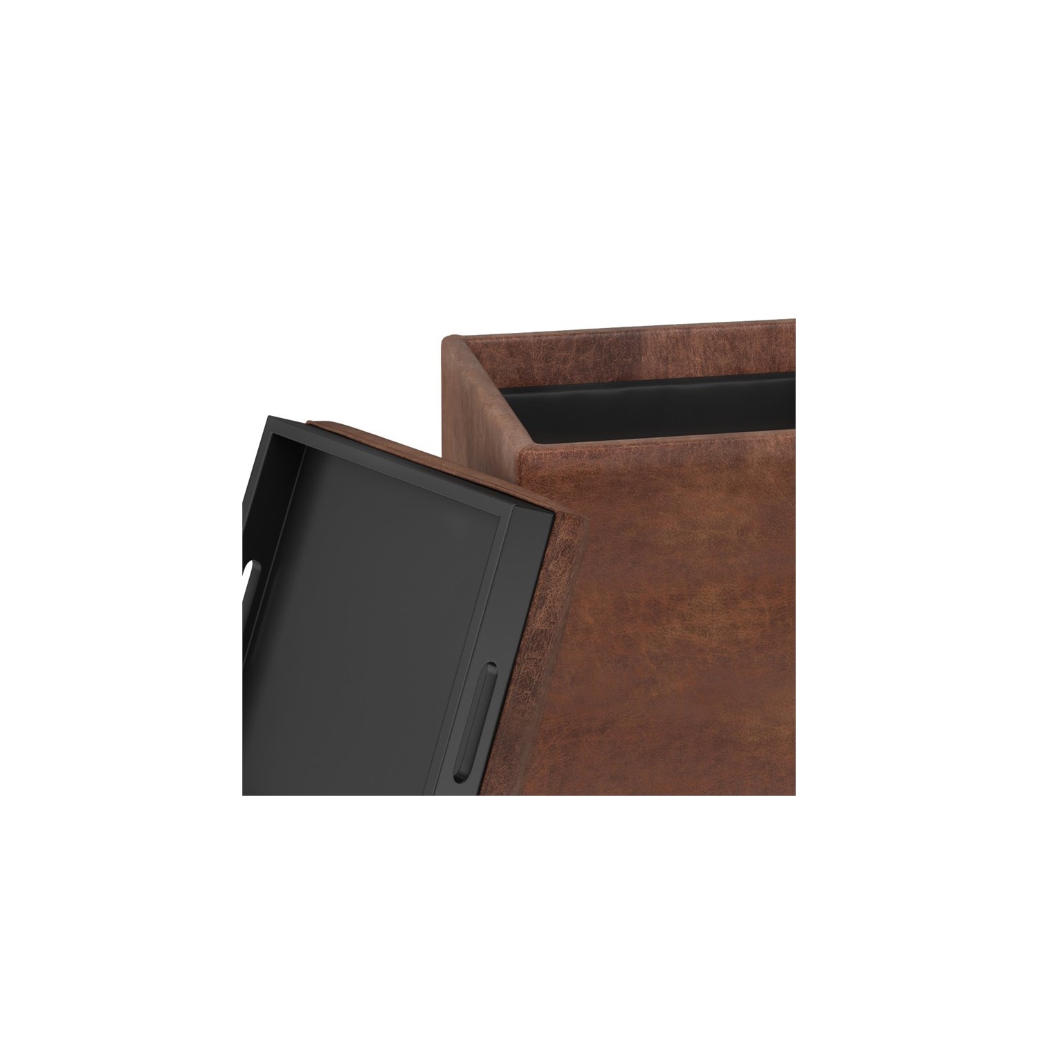 Pouf de rangement en similicuir Rockwood de Simpli Home - Brun alezan vieilli