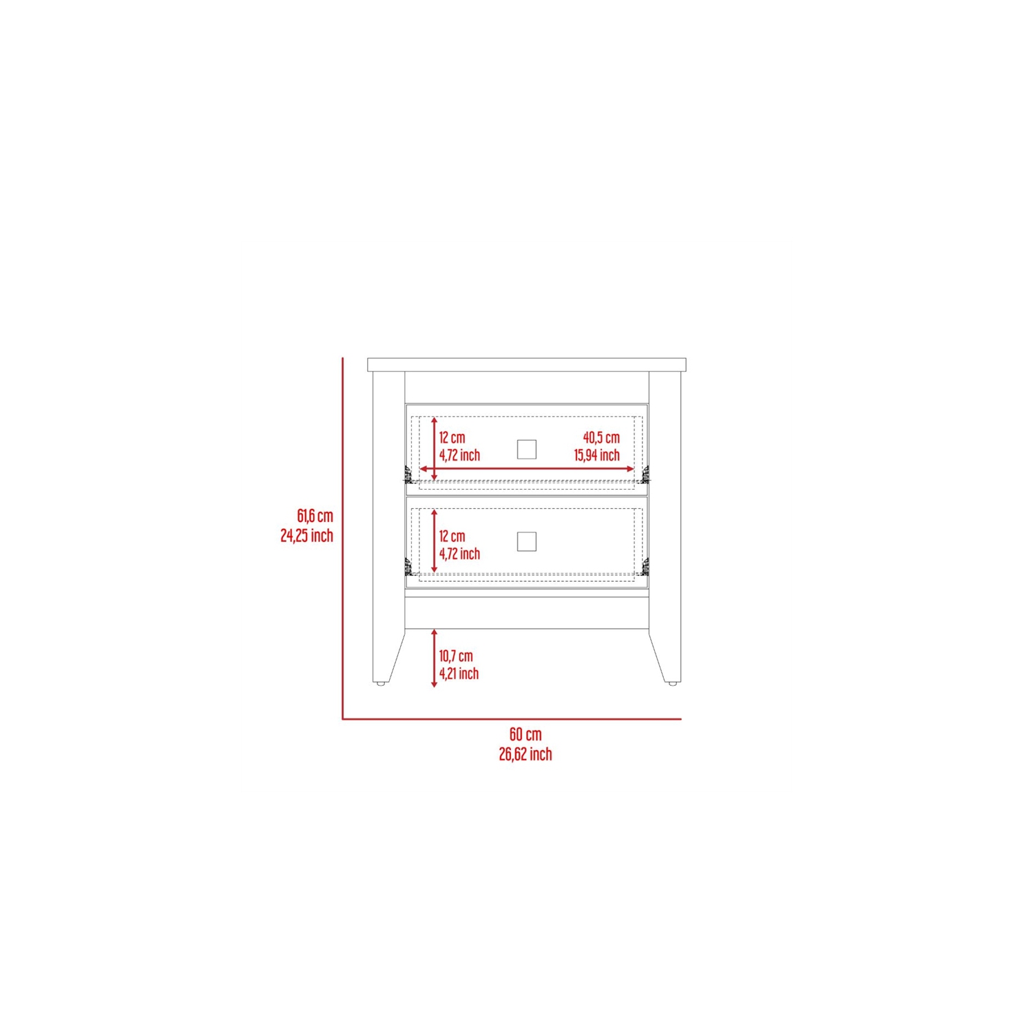 Atlin Designs Engineered Wood Nightstand For Bedroom in White Finish