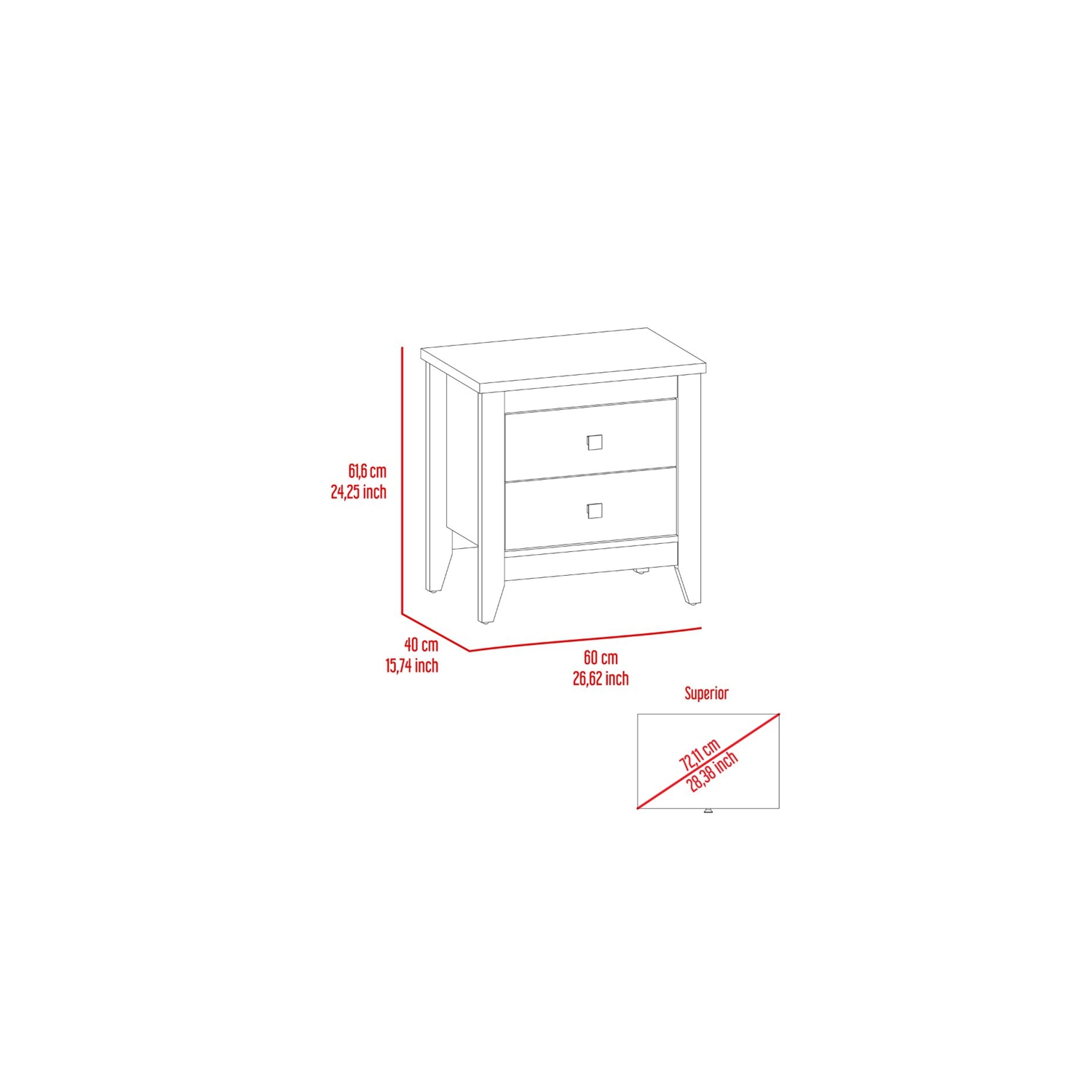 Atlin Designs Engineered Wood Nightstand For Bedroom in White Finish
