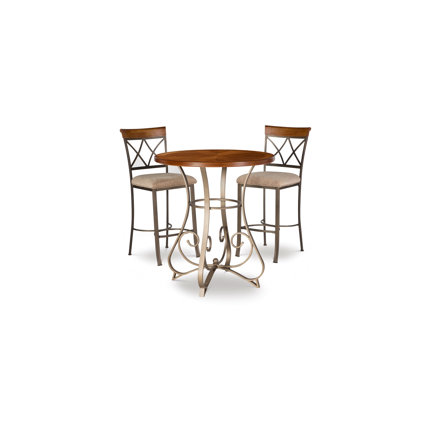 Linon Hamilton Three Piece Wood and Metal Stationary Pub Set in Cherry