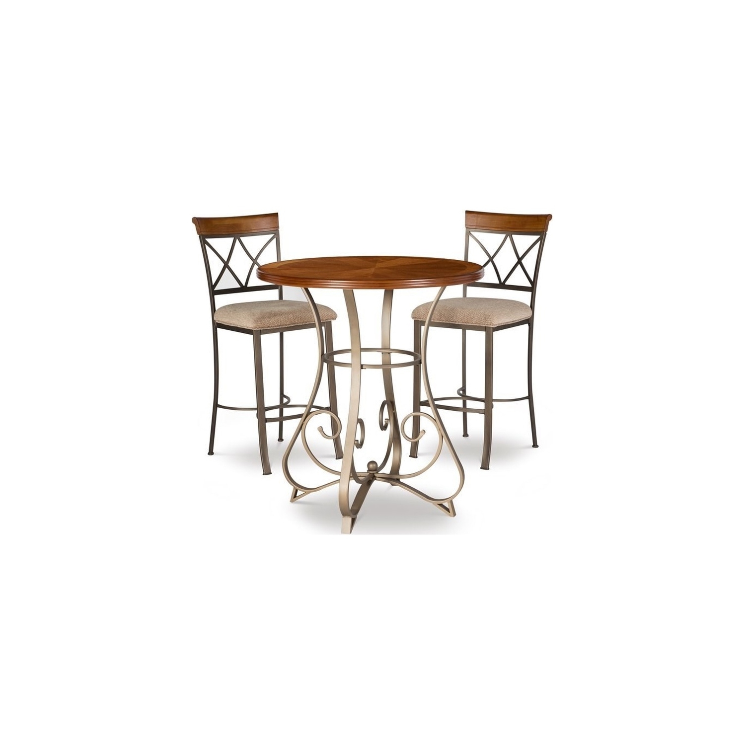 Linon Hamilton Three Piece Wood and Metal Stationary Pub Set in Cherry