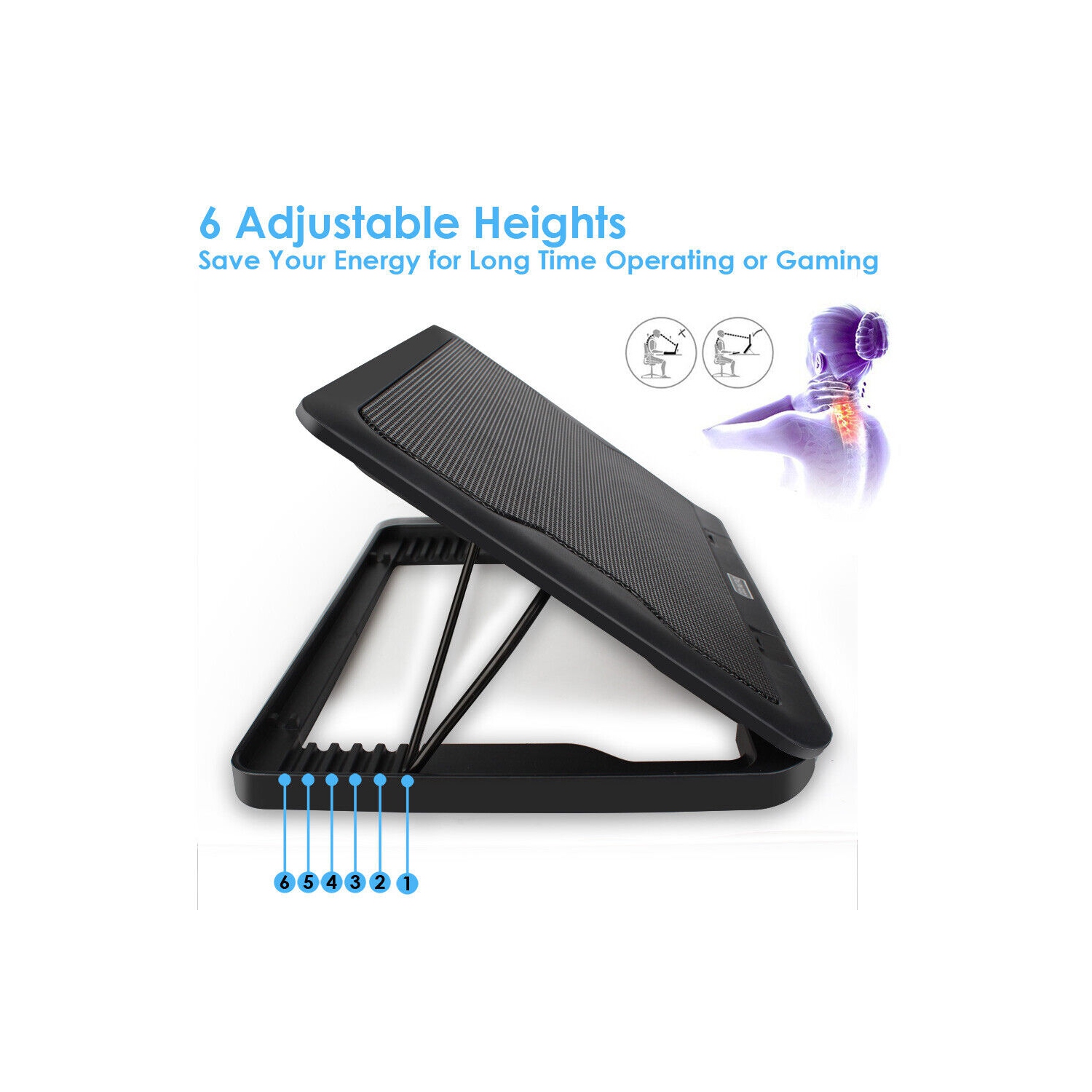 Tapis refroidisseur ultramince pour portable MacBook Pro Air 13 po 15 po d’Apple à 5 ventilateurs