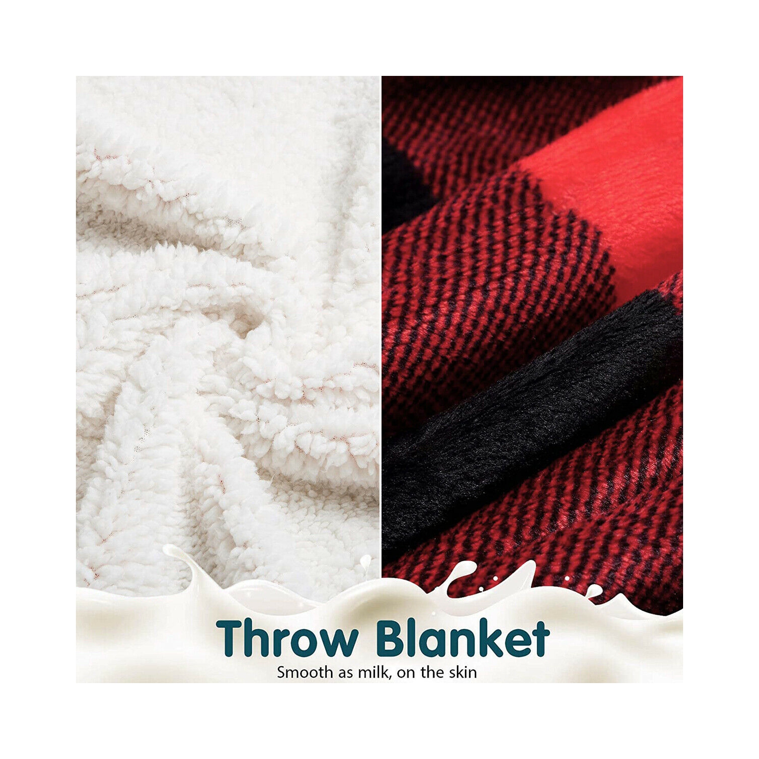 Classical Design Plaid Reversible Sherpa Fleece Blanket Throw for Cold Weather