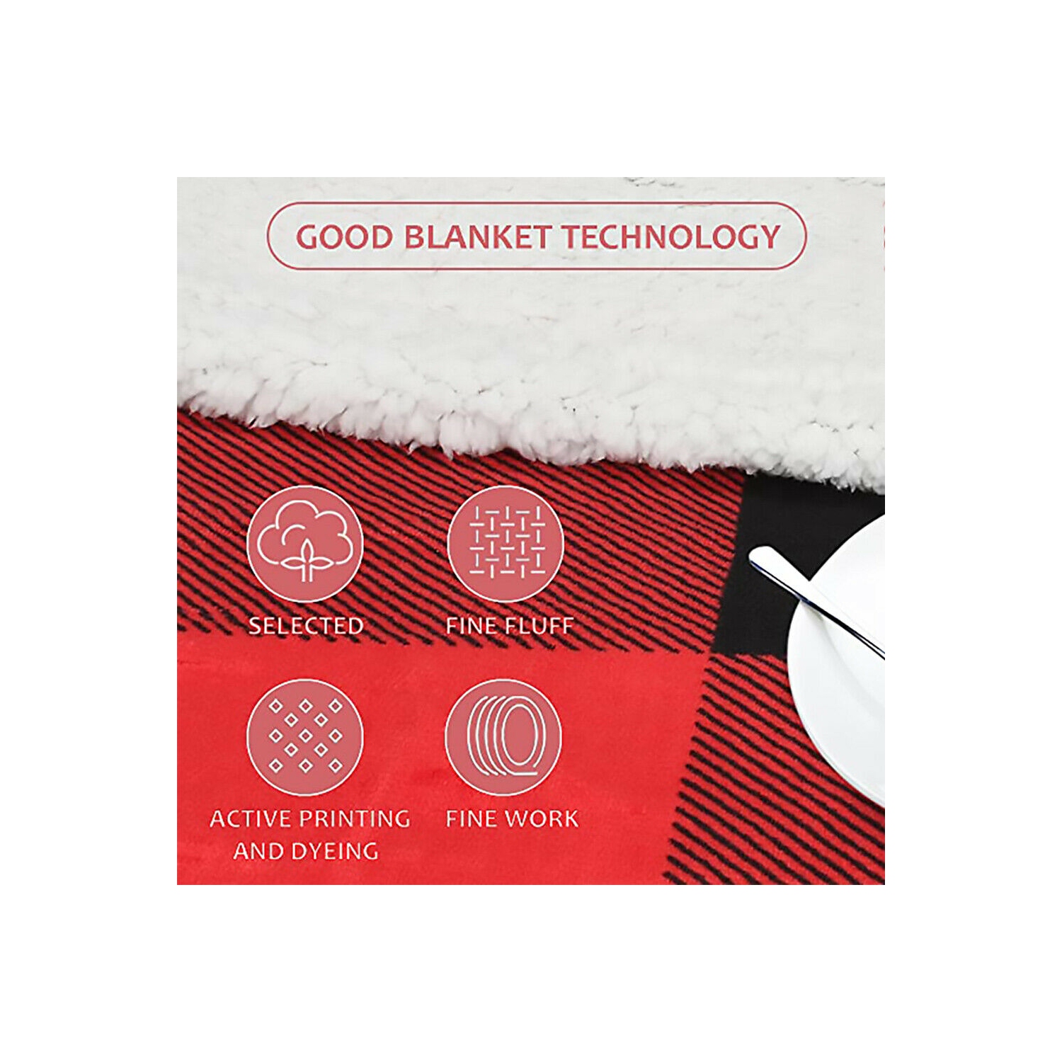 Sherpa Plaid Fleece Throw Blanket, Double-Sided Super Soft Luxurious, 50x60 in