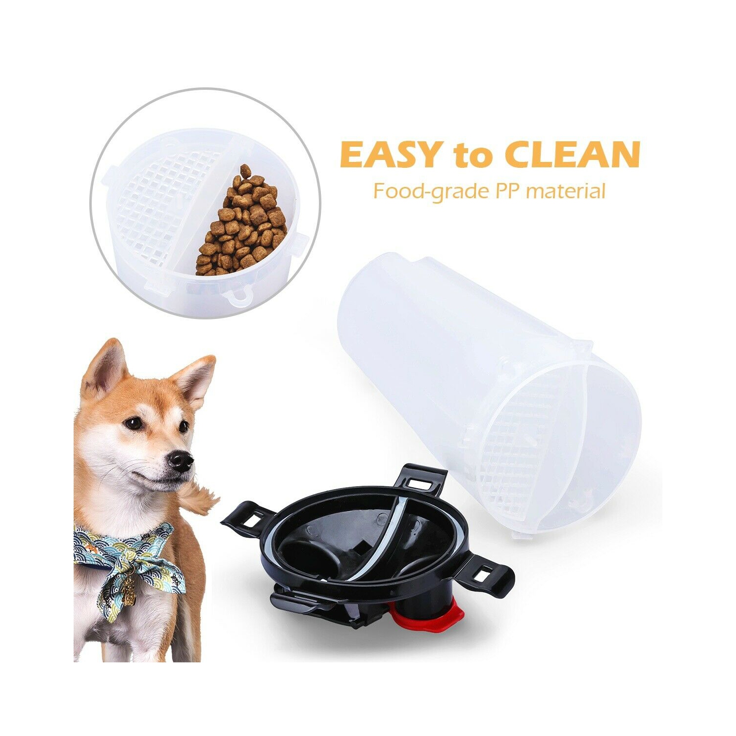 Leak Proof Portable Dog Container with 2 Bowls-Big Capacity & Food Grade Plastic