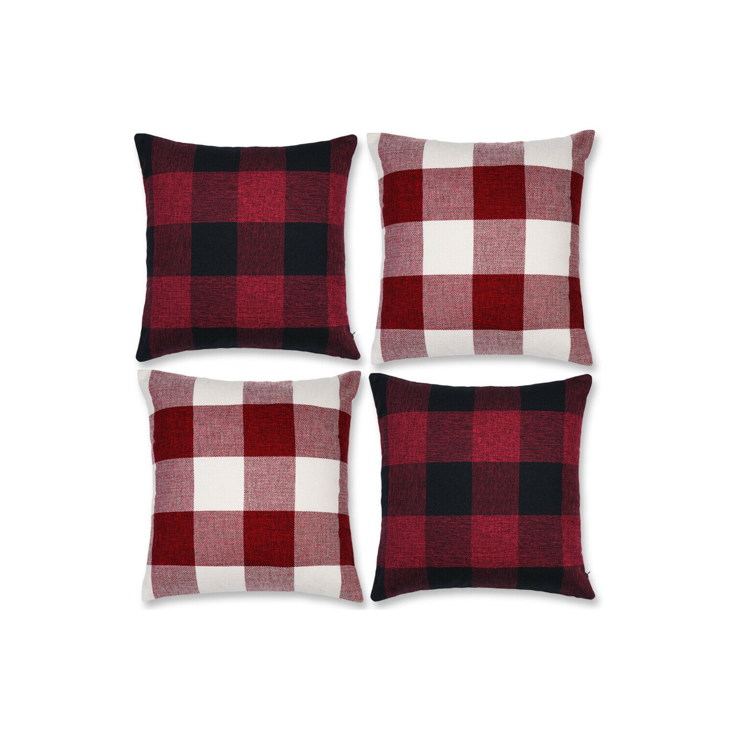 Paquets de 4 housses de coussins confortables – 100 % lin coton, 18 x 18 po
