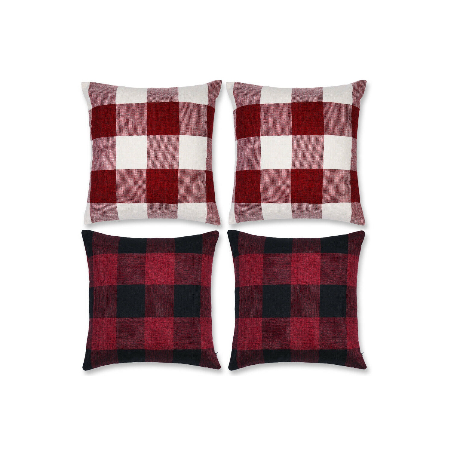 Paquets de 4 housses de coussins confortables – 100 % lin coton, 18 x 18 po