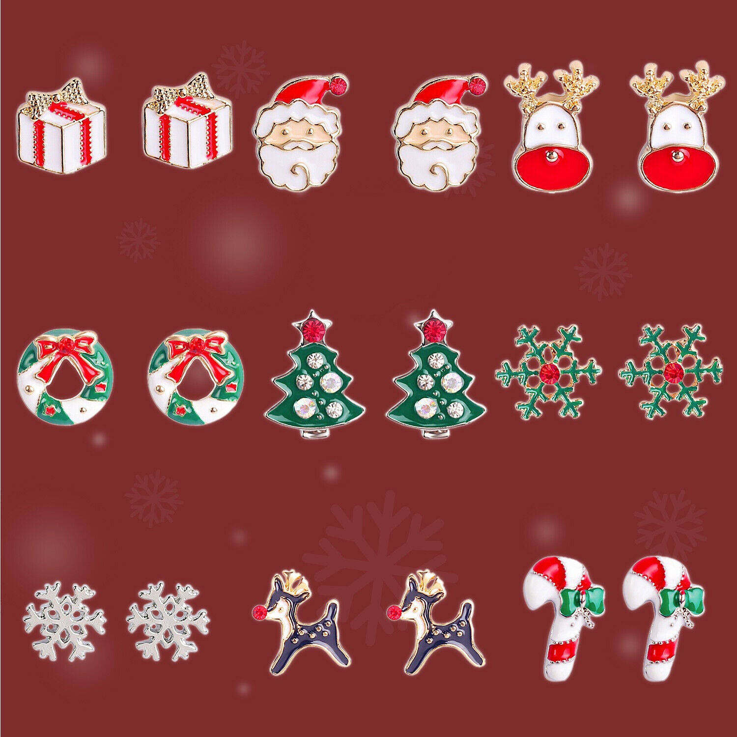 Coffret à bijoux de voyage classique noir pour femmes/filles avec clous de père Noël à la mode