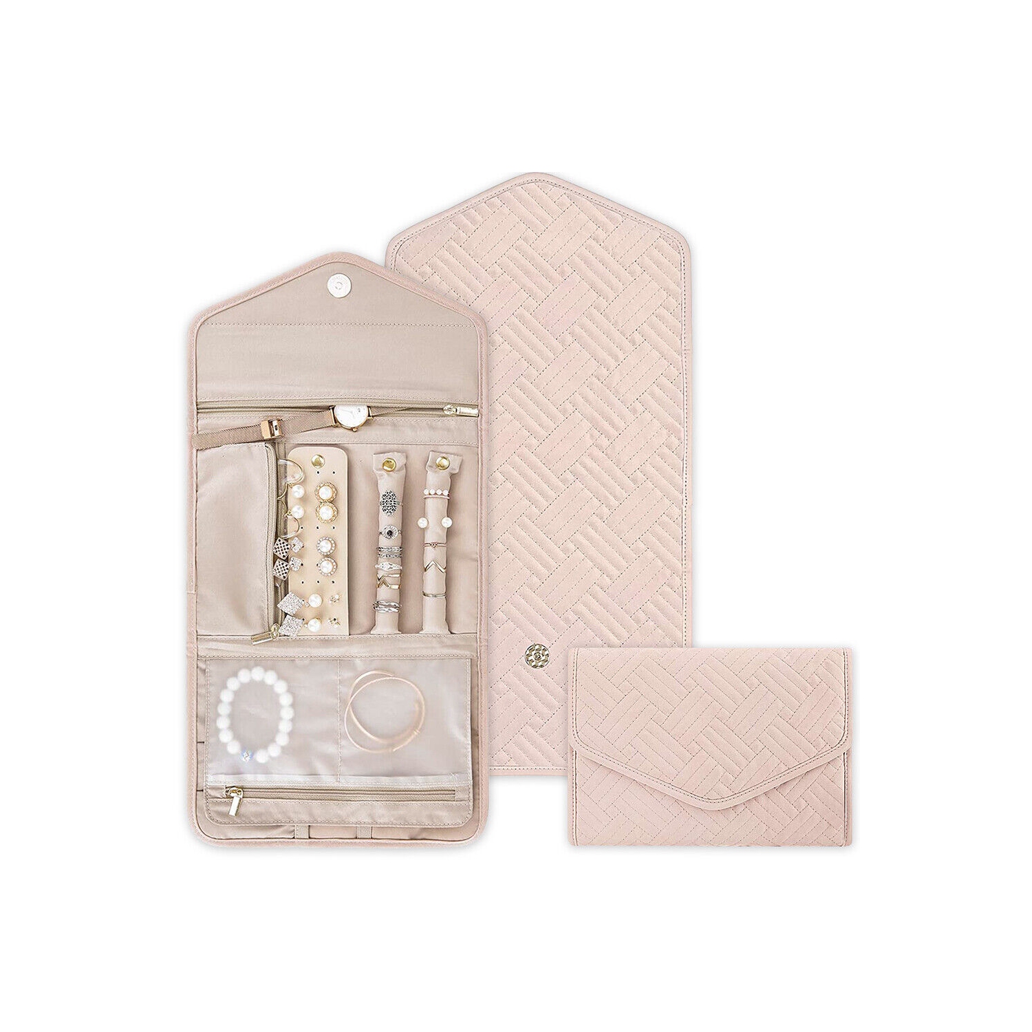 Coffret à bijoux de voyage classique noir pour femmes/filles avec clous de père Noël à la mode