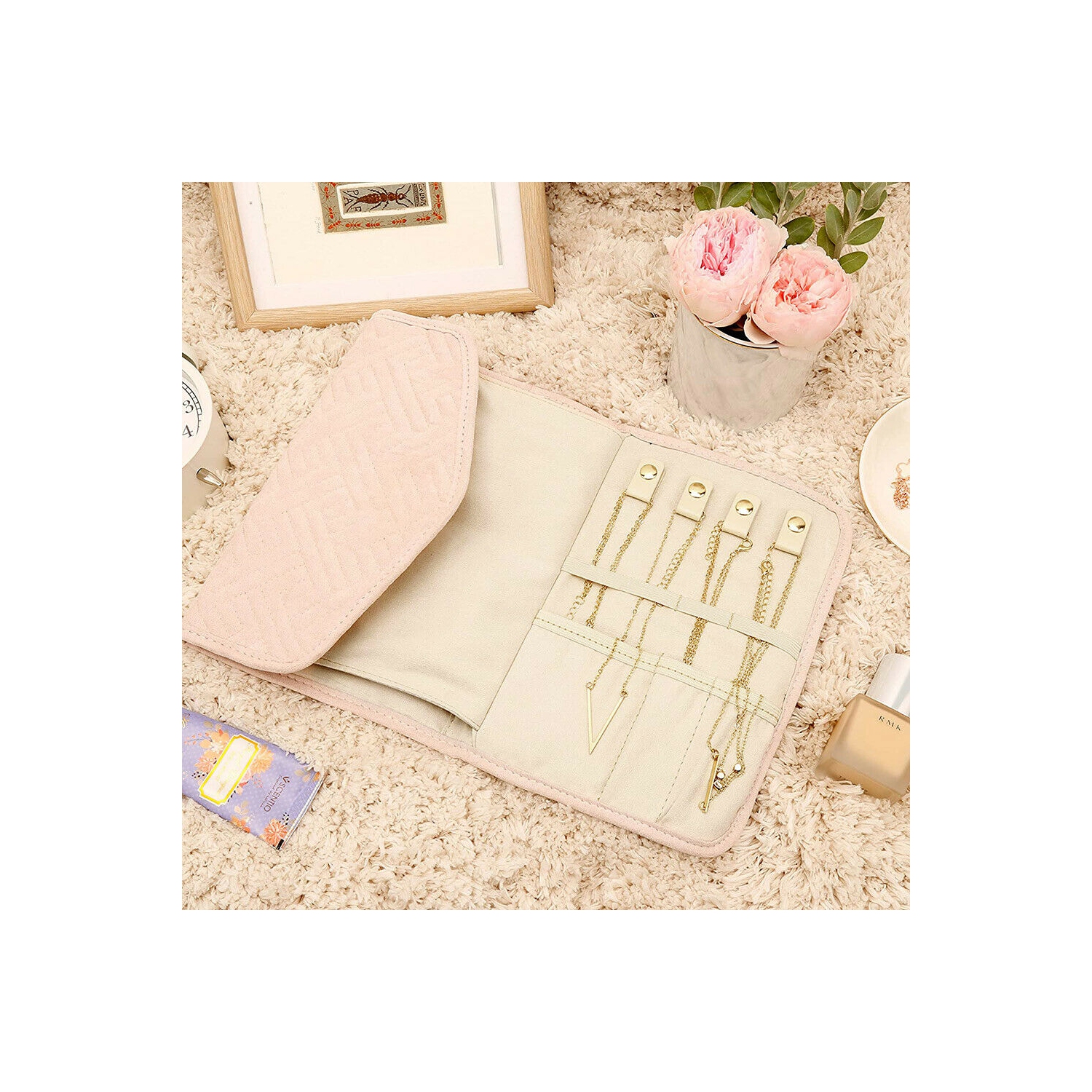 Coffret à bijoux de voyage classique noir pour femmes/filles avec clous de père Noël à la mode