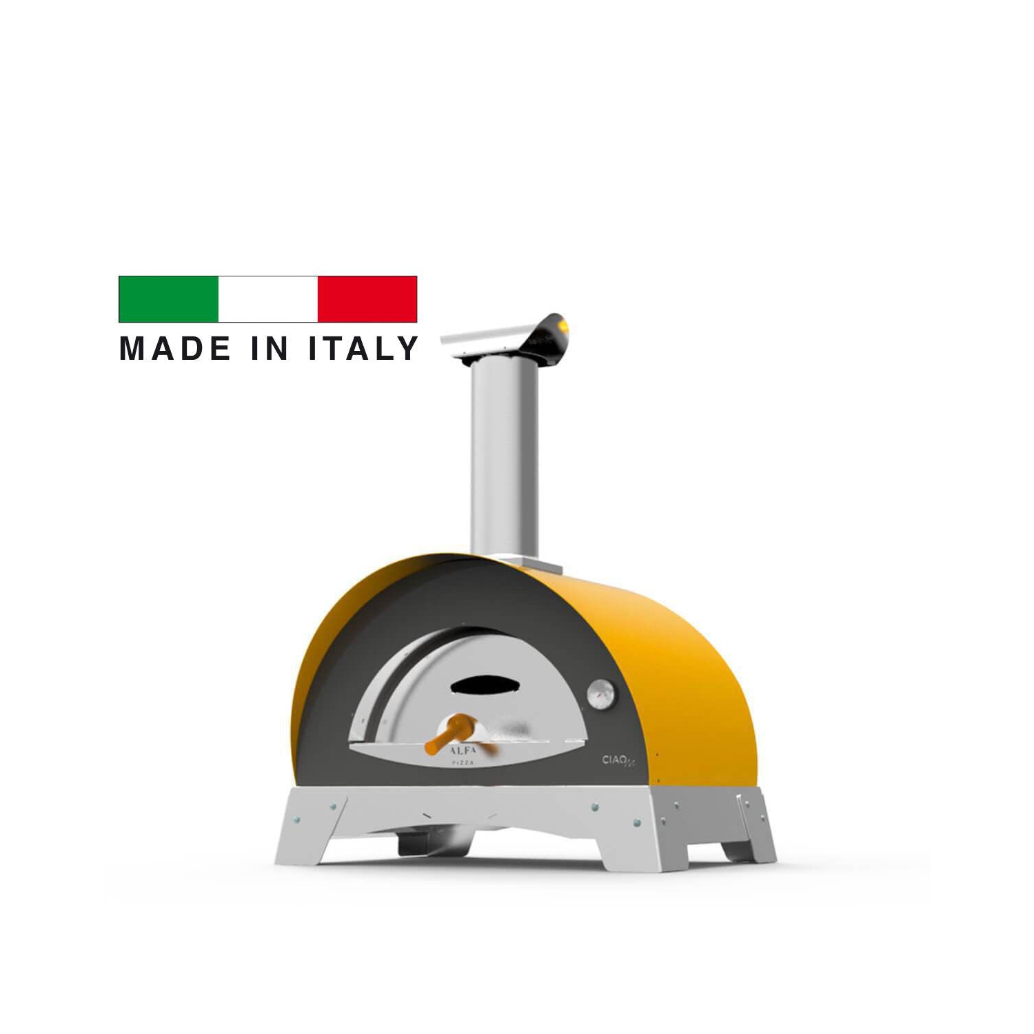 Alfa CIAO four à pizza de comptoir en acier inoxydable à bois, jaune, FXCM-LGIA-T-V2