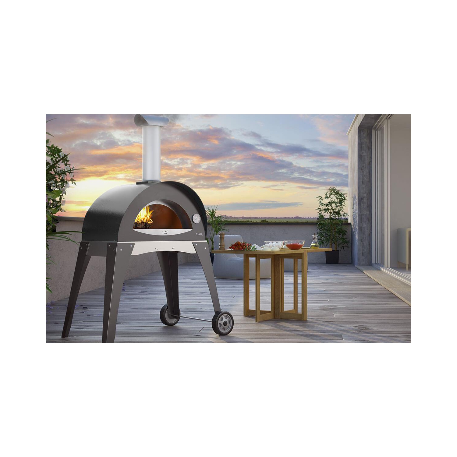 Alfa CIAO four à pizza au bois avec base, gris - FXCM-LGRI