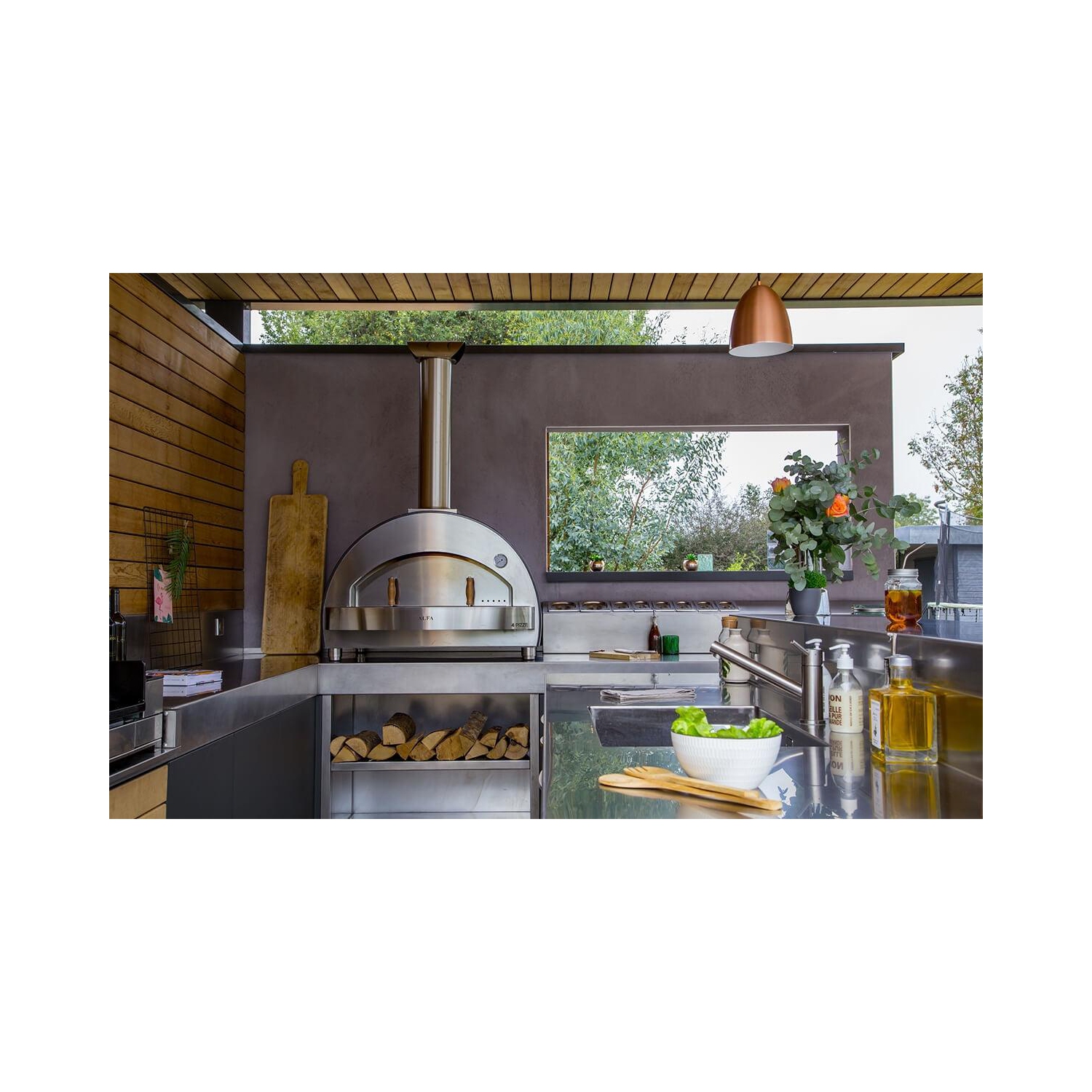 Alfa 4 PIZZE Copper Countertop Wood Fired Pizza Oven - FX4P-LRAM-T