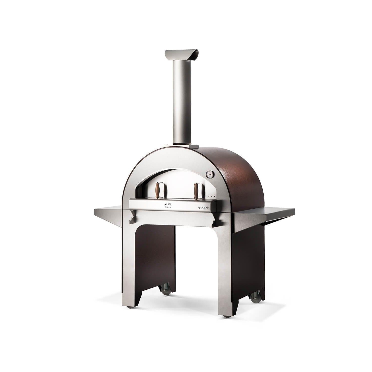Alfa 4 PIZZE Copper Countertop Wood Fired Pizza Oven with Stand - FX4PIZ-LRAM