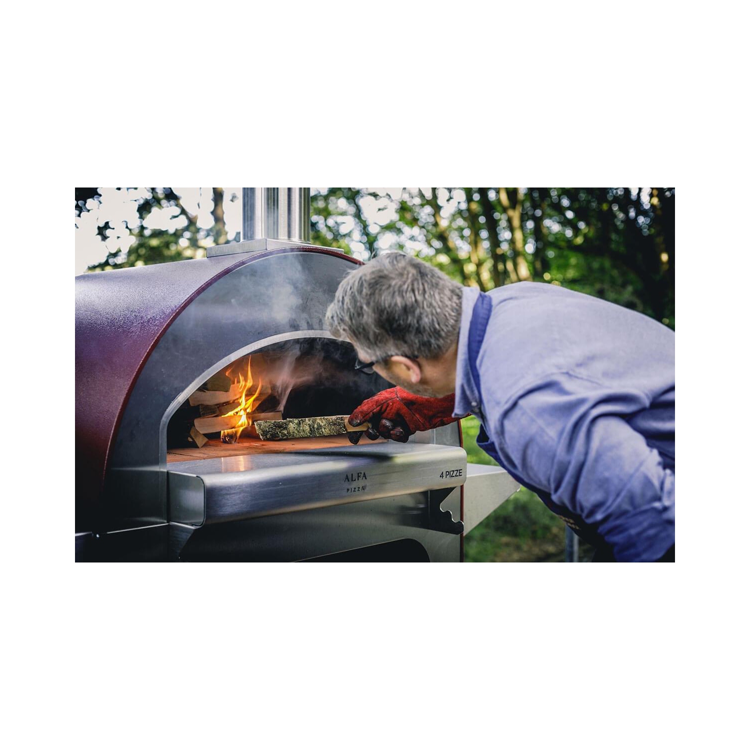 Alfa 4 PIZZE Copper Countertop Wood Fired Pizza Oven with Stand - FX4PIZ-LRAM