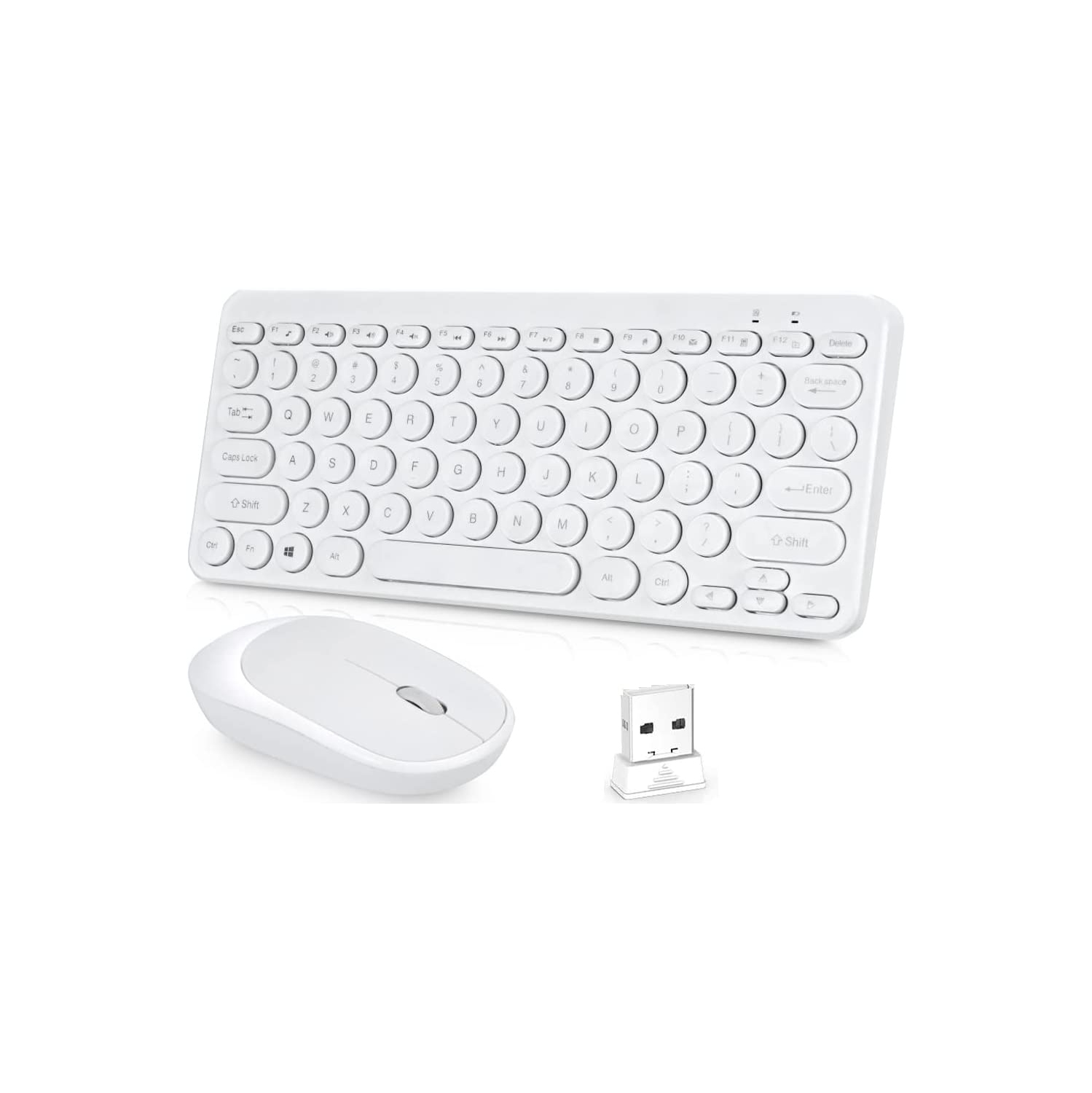 Wireless Keyboard and Mouse, 2.4GHz Portable Mini Wireless Keyboard & Silent Mouse, USB Keyboard for Laptop, PC, Desktop Computer, Windows (White)